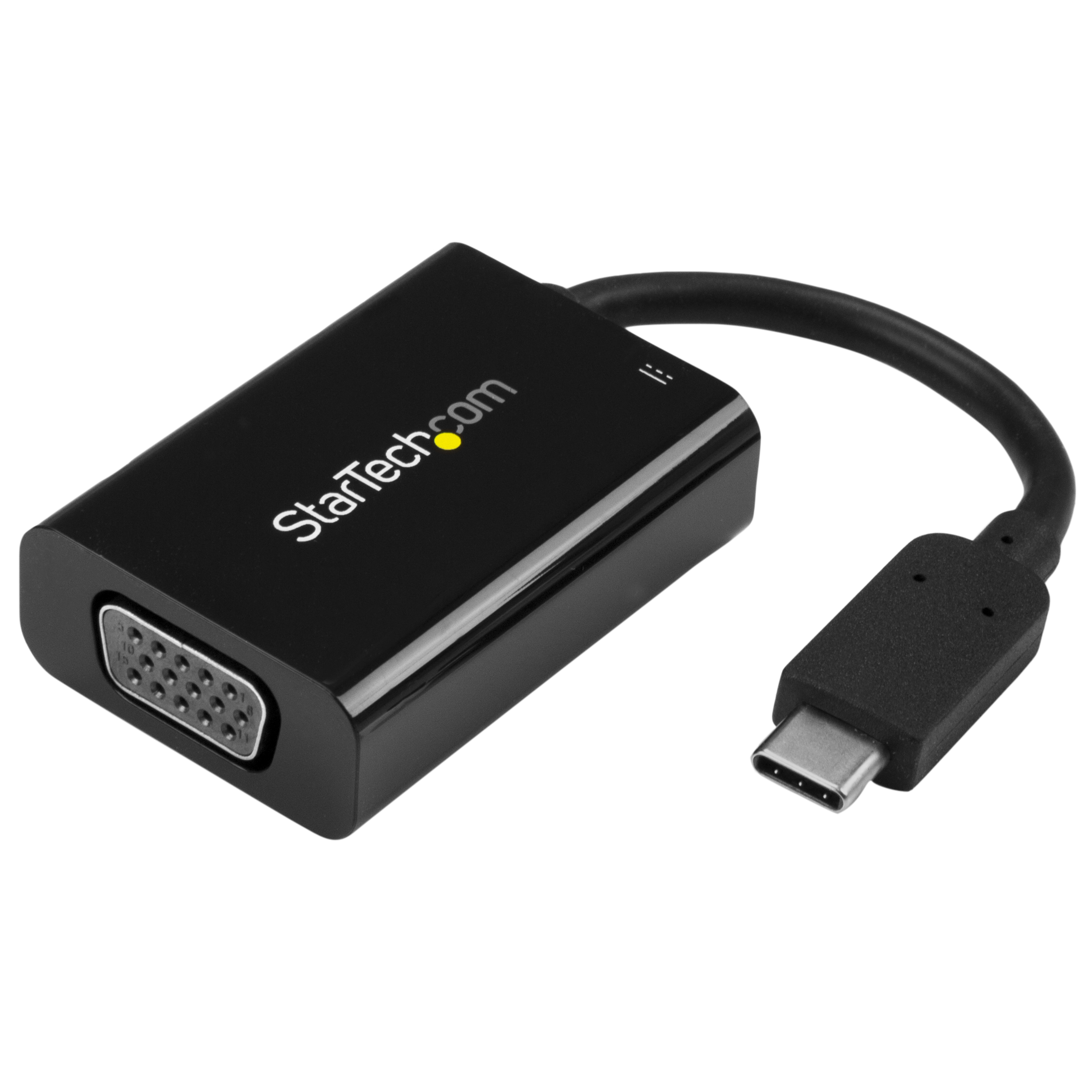 StarTech.com USB-C auf VGA Adapter mit Power Delivery - 1080p USB Typ-C auf VGA Monitor Video Konverter mit Ladefunktion - 60W PD Pass-Through - Thunderbolt 3 Kompatibel - Schwarz (CDP2VGAUCP)