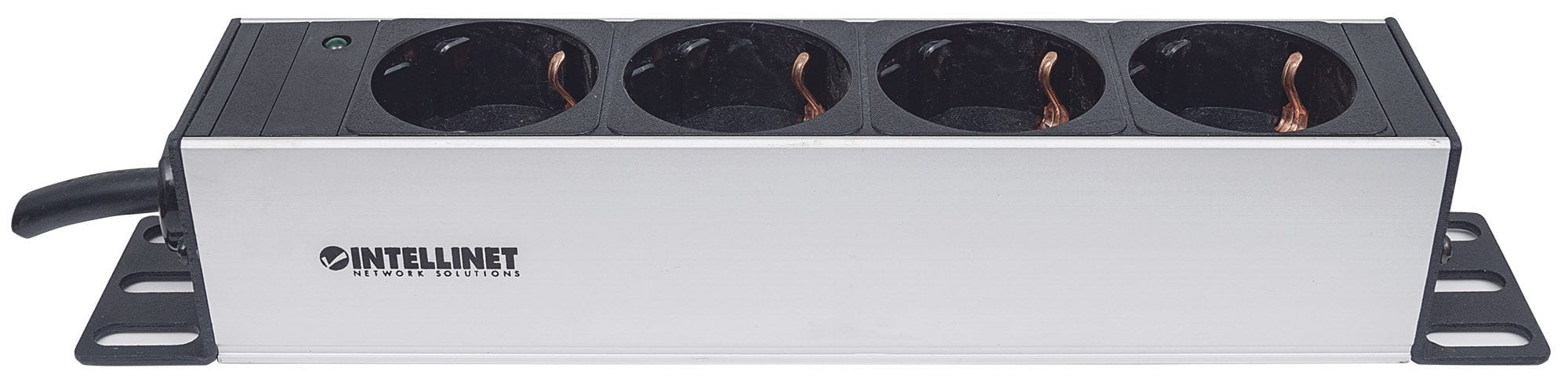 Intellinet 10" 1U Rackmount 4-Way Power Strip - German Type", With Power Indicator, No Surge Protection, 1.8m Power Cord - Steckdosenleiste (Rack - einbaufähig)