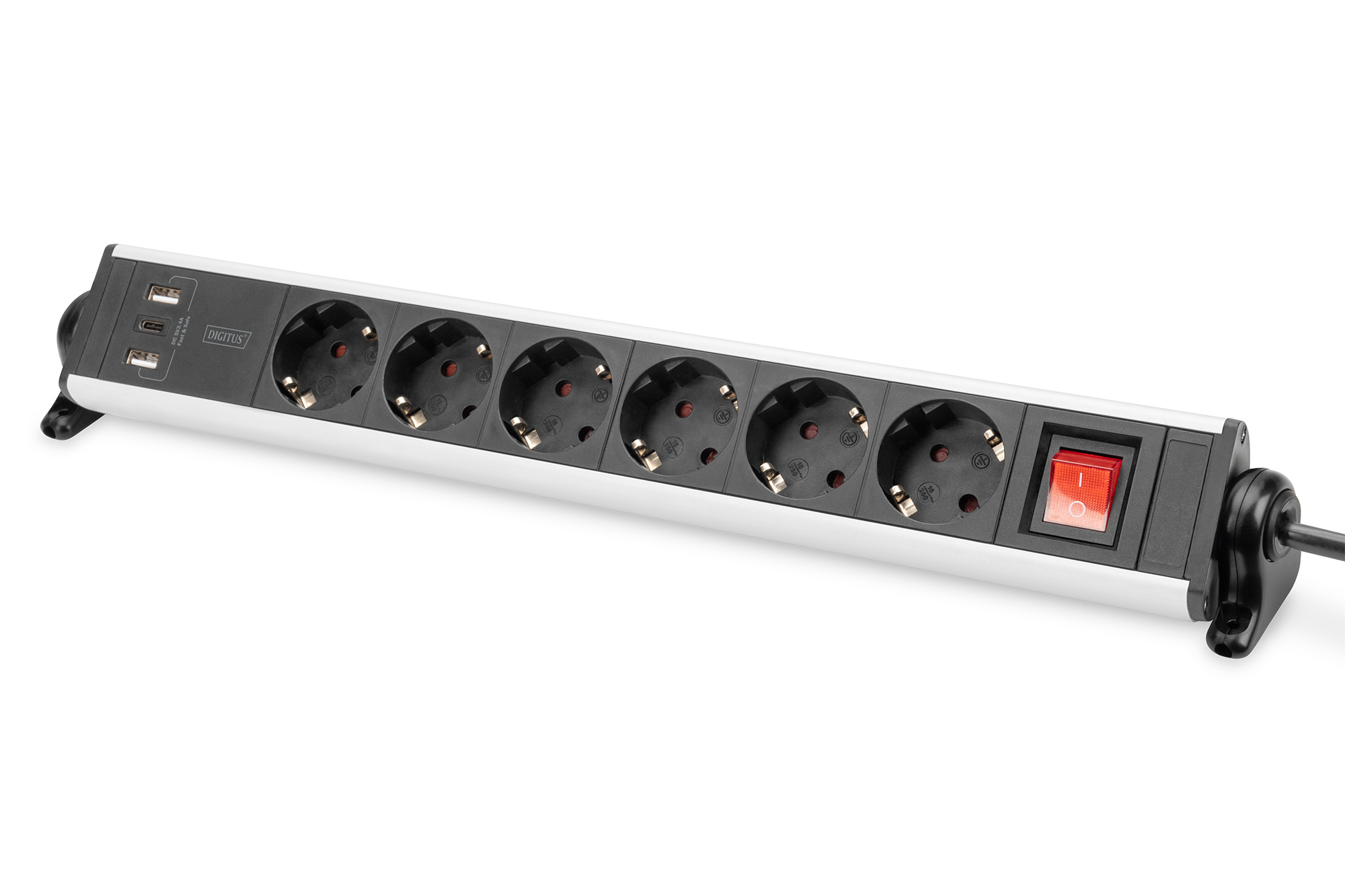 DIGITUS 6-fach Office-Steckdosenleiste mit 3x USB-Anschlüssen