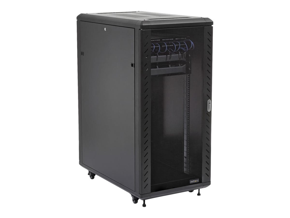 StarTech.com 25U Network Rack Cabinet on Wheels - 36in Deep - Portable 19in 4 Post Network Rack Enclosure for Data & IT Computer Equipment w/ Casters (RK2536BKF)