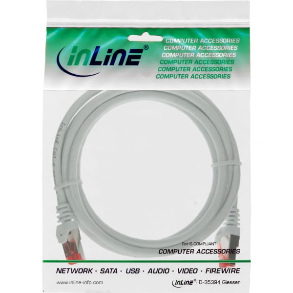 InLine Patchkabel - S/FTP (PiMf) - Cat.6 - 250MHz - PVC - CCA - weiß - 0,3m