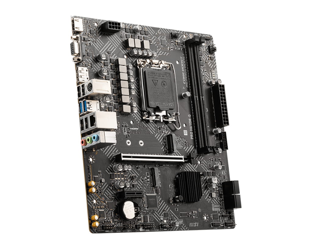 MSI PRO H610M-G - Motherboard - micro ATX - LGA1700-Sockel - H610 Chipsatz - USB 3.2 Gen 1 - Gigabit LAN - Onboard-Grafik (CPU erforderlich)