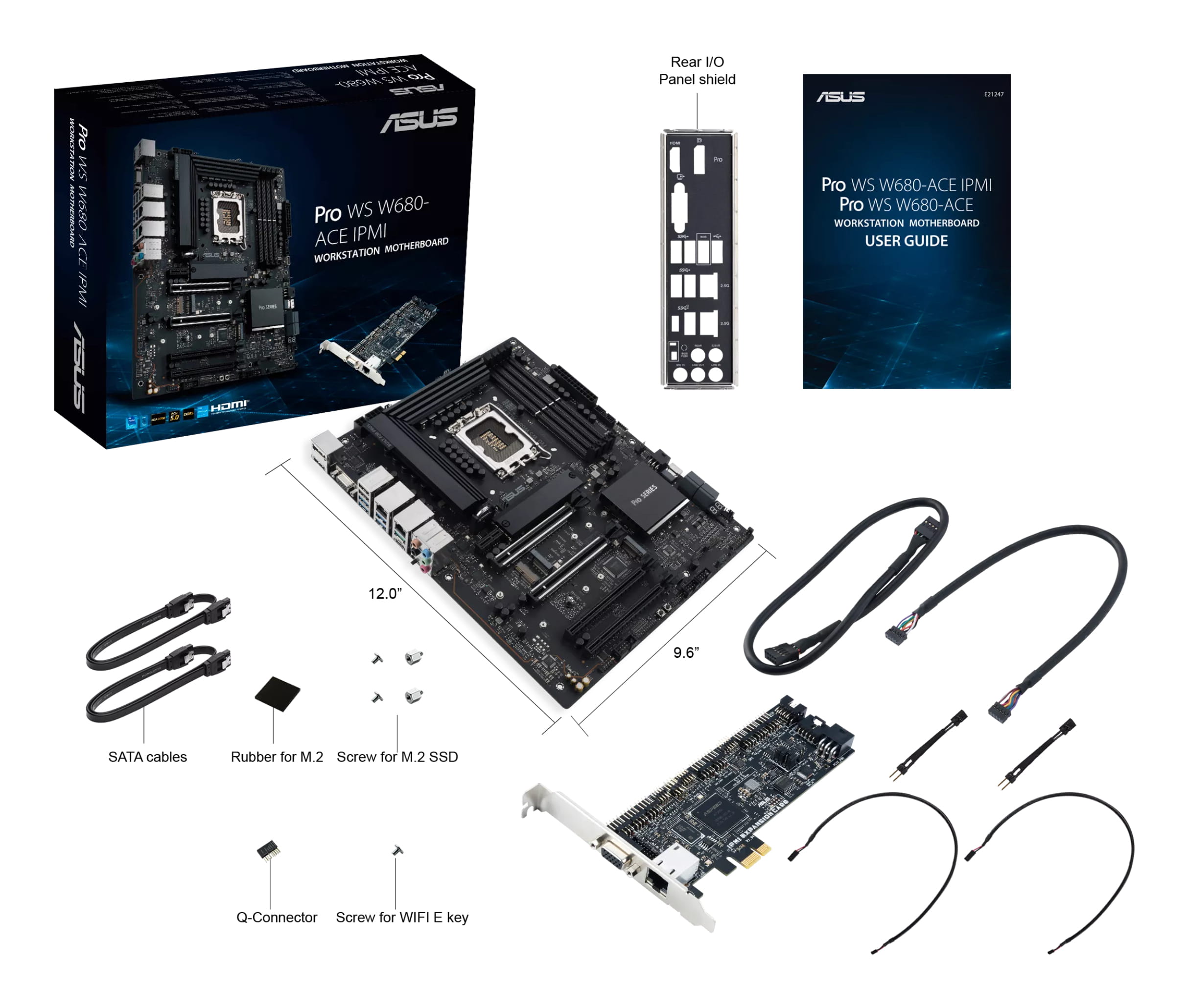 ASUS Pro WS W680-ACE IPMI - Motherboard - ATX - LGA1700 Sockel - W680 Chipsatz - USB-C 3.2 Gen2, USB 3.2 Gen 1, USB-C 3.2 Gen 2x2, USB 3.2 Gen 2 - 2 x 2.5 Gigabit LAN - Onboard-Grafik (CPU erforderlich)