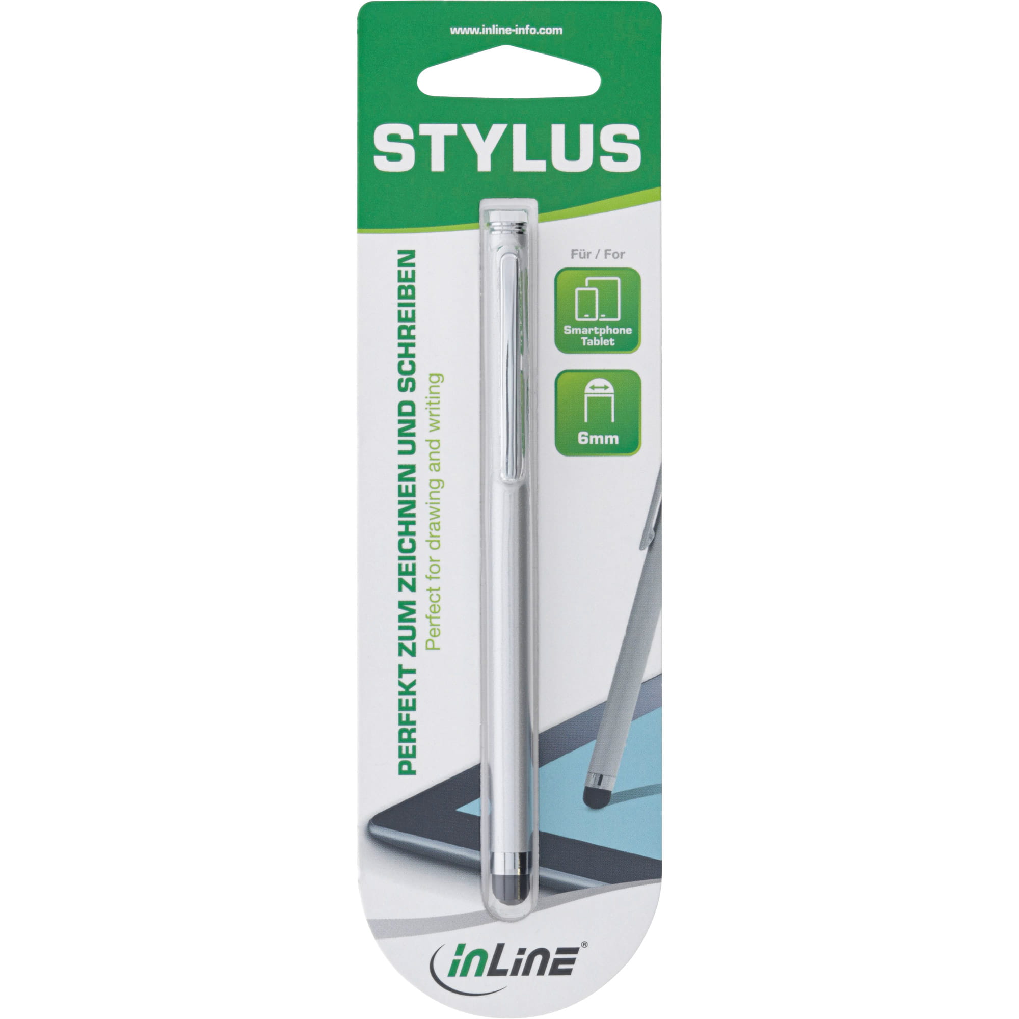InLine Stylus - Stift für Touchscreens von Smartphone und Tablet - silber