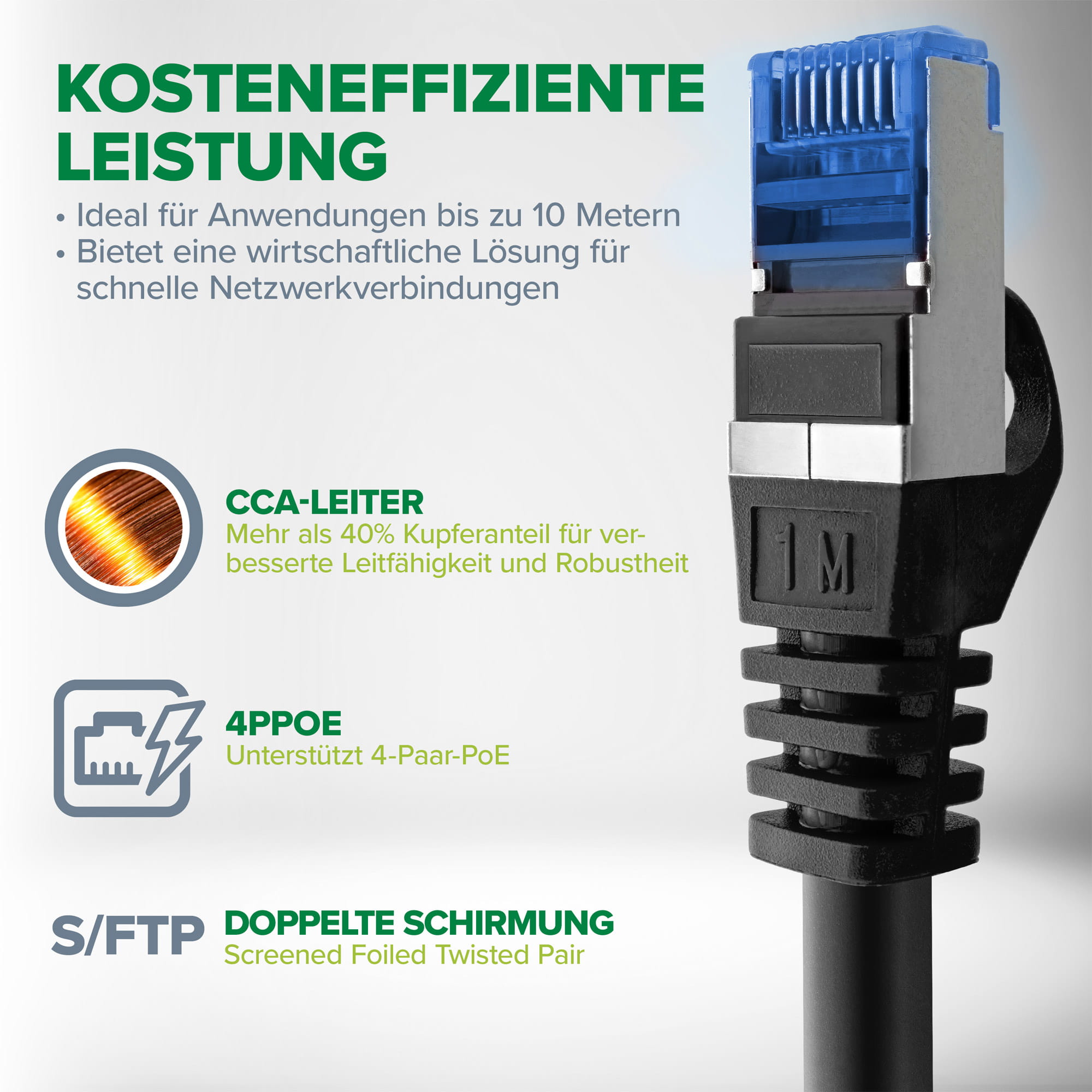 InLine Patchkabel - Cat.6A - S/FTP - TPE (LSZH) - CCA - weiß - 2m