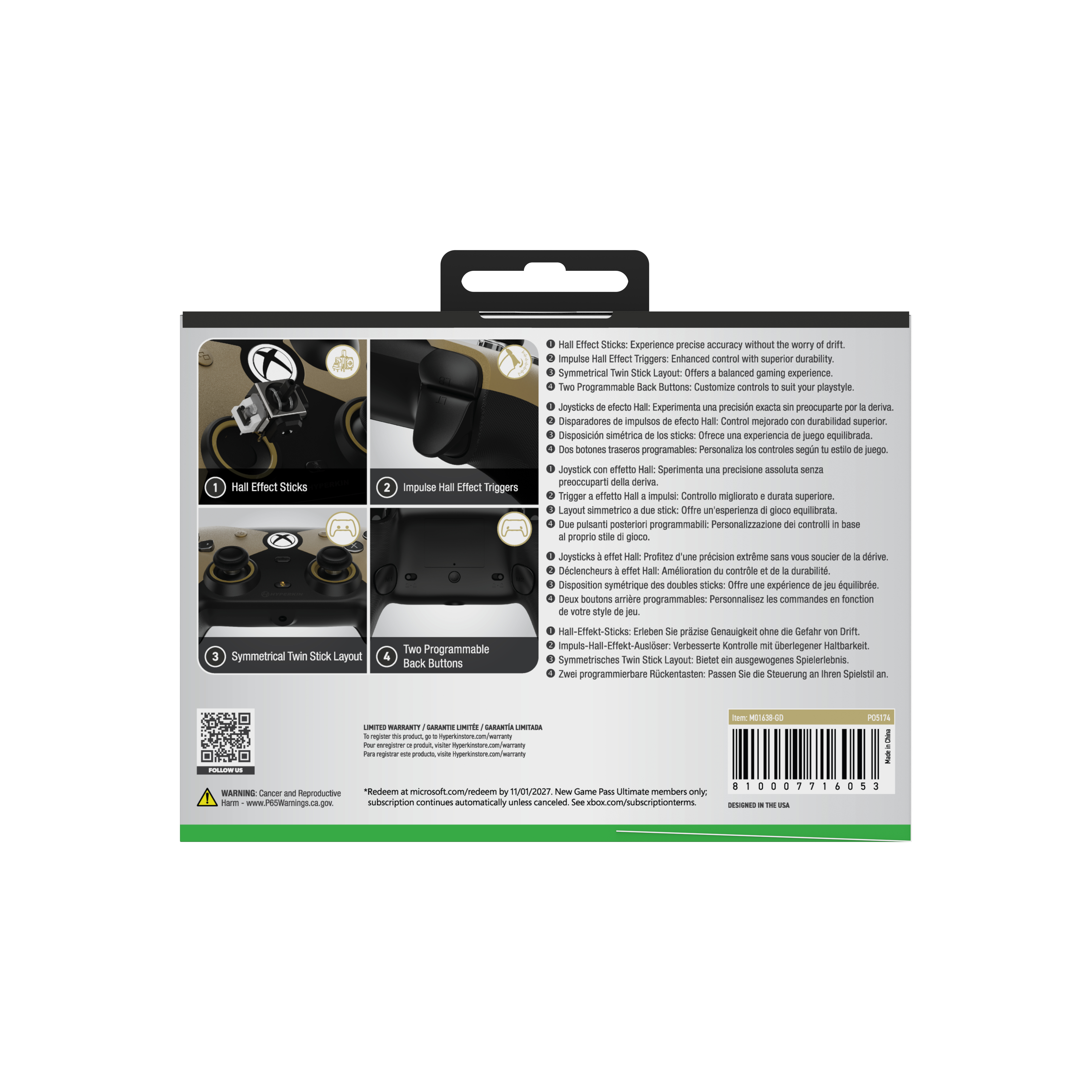 Hyperkin The Competitor, Gamepad, Xbox Series X, Xbox Series S, Xbox One, PC, D-Pad, Schaltfläche Teilen, Home button, Analog / Digital, Kabelgebunden, USB