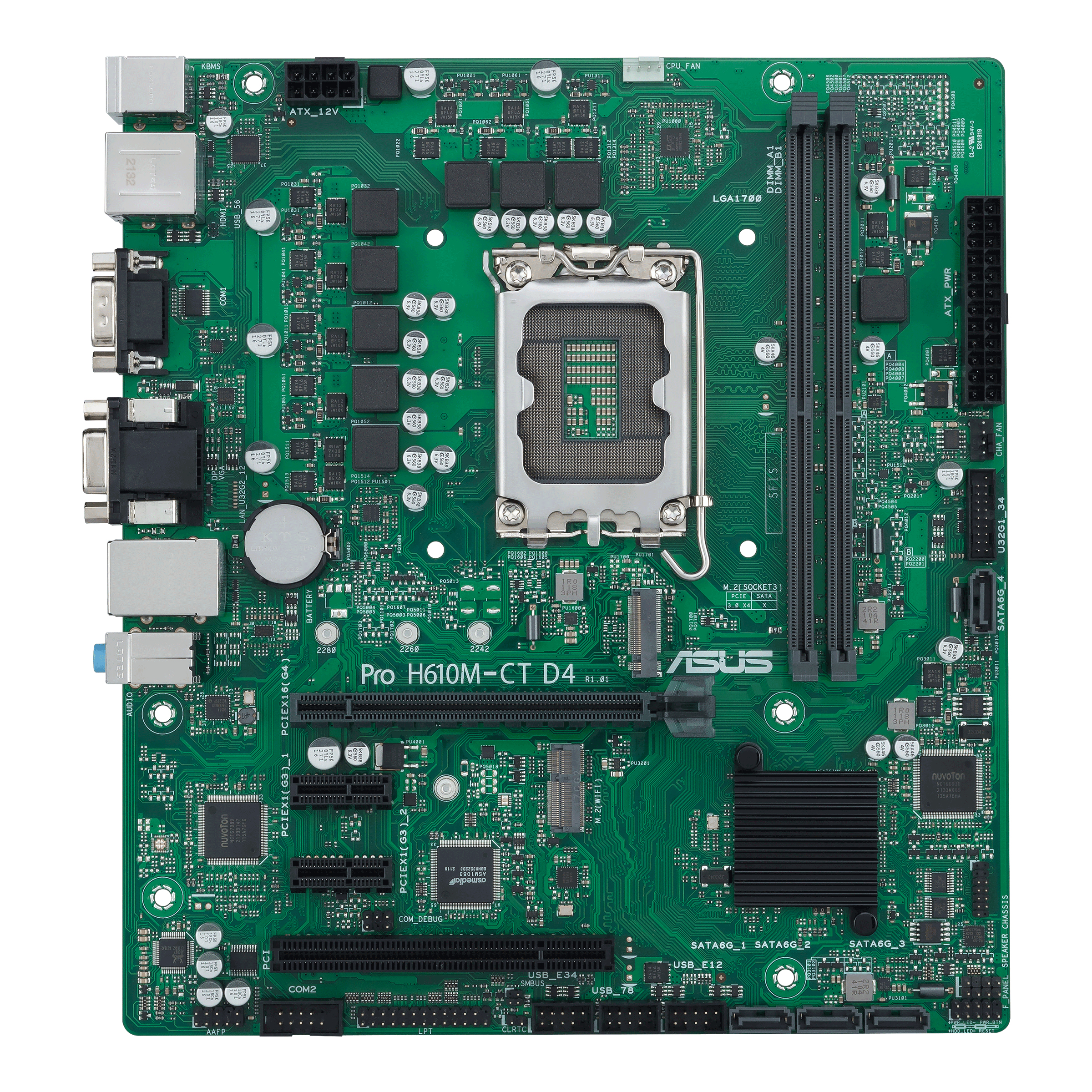 ASUS PRO H610M-CT D4-CSM - Motherboard - micro ATX - LGA1700 Sockel - H610 Chipsatz - USB 3.2 Gen 1, USB 3.2 Gen 2 - Gigabit LAN - Onboard-Grafik (CPU erforderlich)