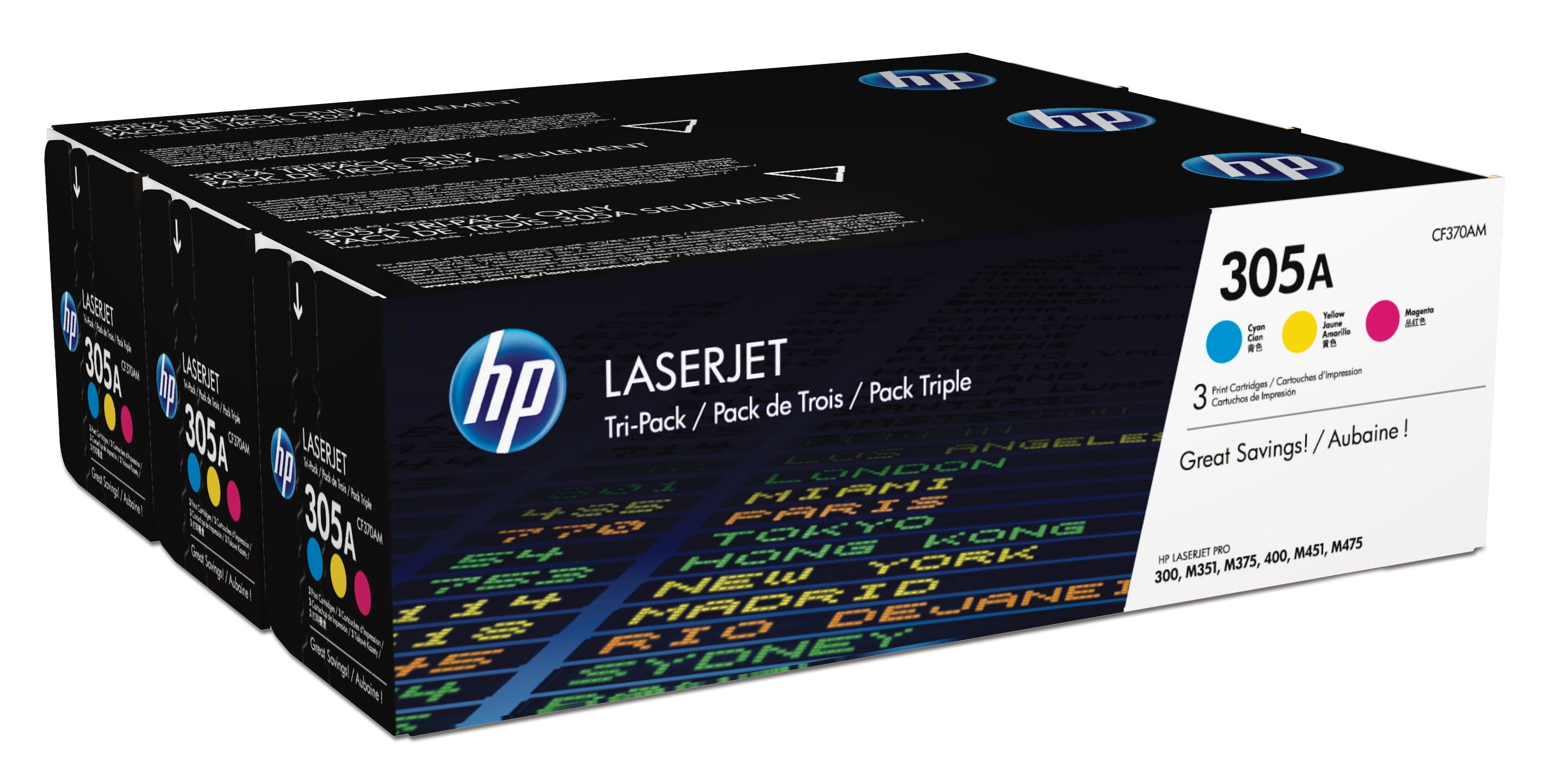 HP 305A - 3er-Pack - Gelb, Cyan, Magenta - original - LaserJet - Tonerpatrone (CF370AM)