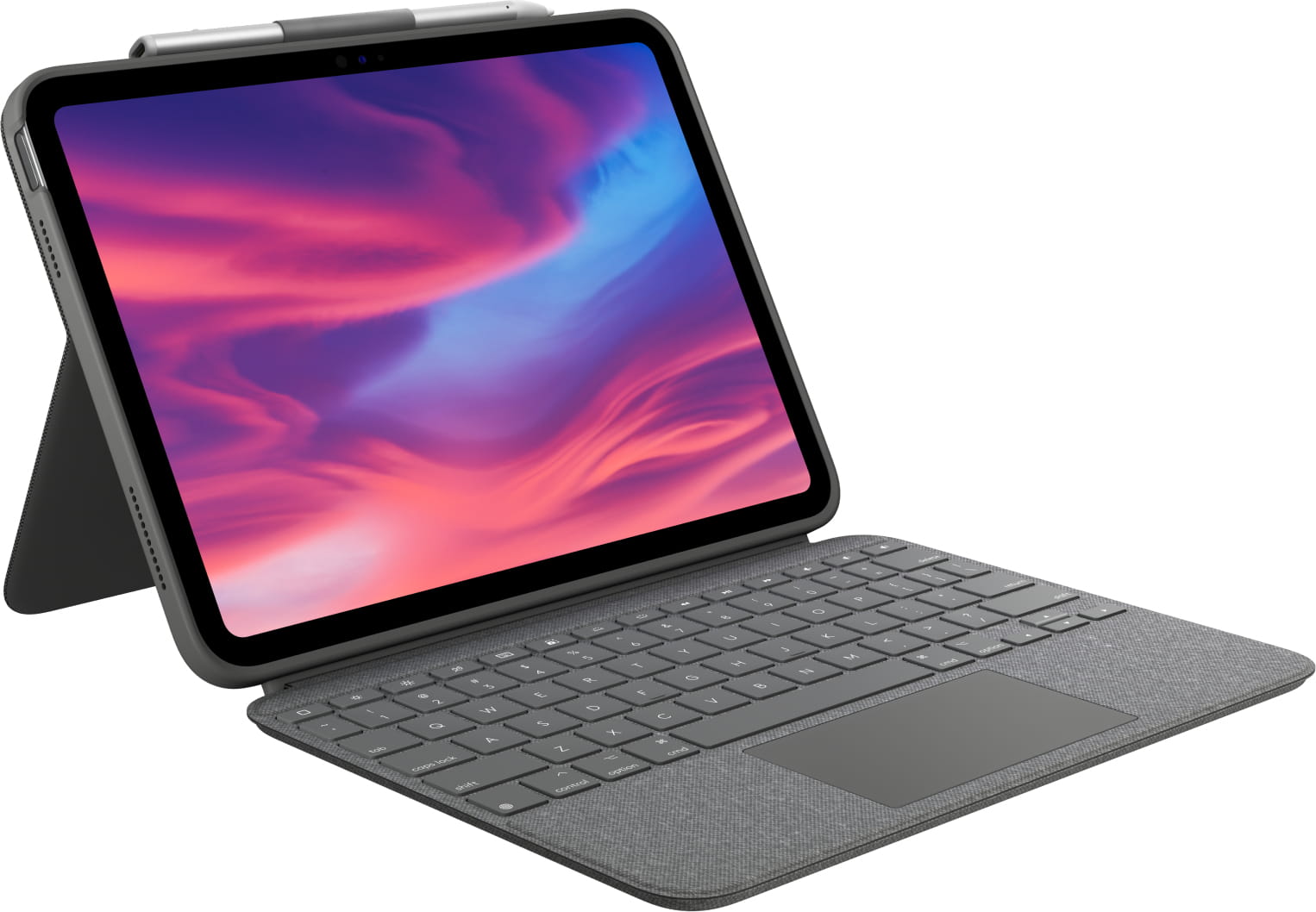 Logitech Combo Touch - Tastatur und Foliohülle - mit Trackpad - hintergrundbeleuchtet - Apple Smart connector - QWERTZ - Deutsch - Oxford Gray - für Apple 10.9-inch iPad (10. Generation)
