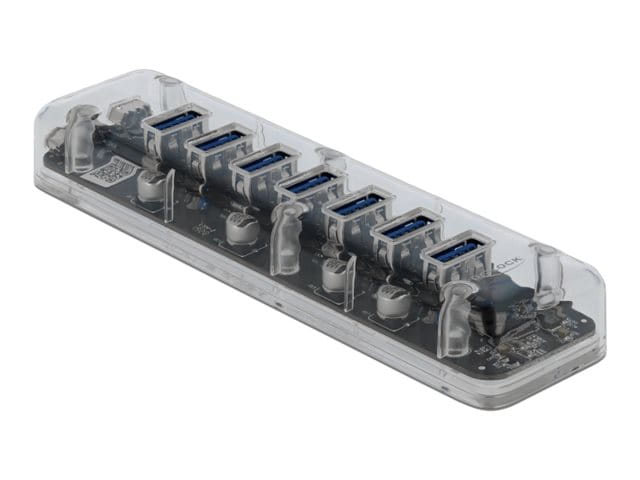 Delock Externer USB 3.0 Hub mit 7 Ports transparent