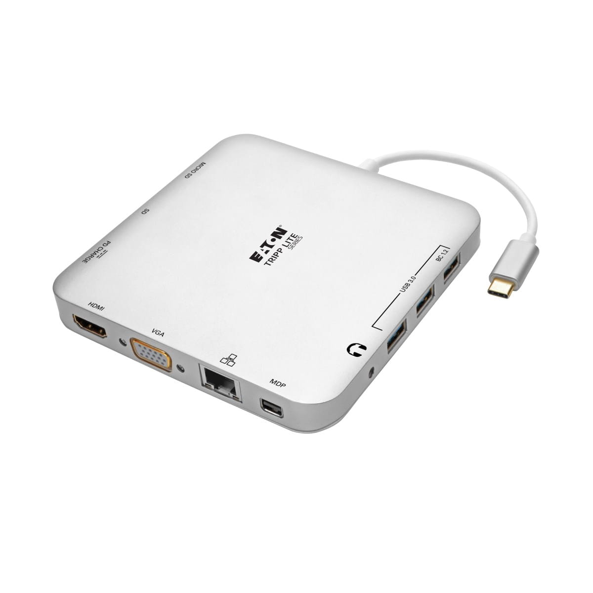 Eaton Tripp Lite Series USB C Laptop Docking Station w/ mDP, HDMI, VGA, GbE, 4K @ 30 Hz, Thunderbolt 3