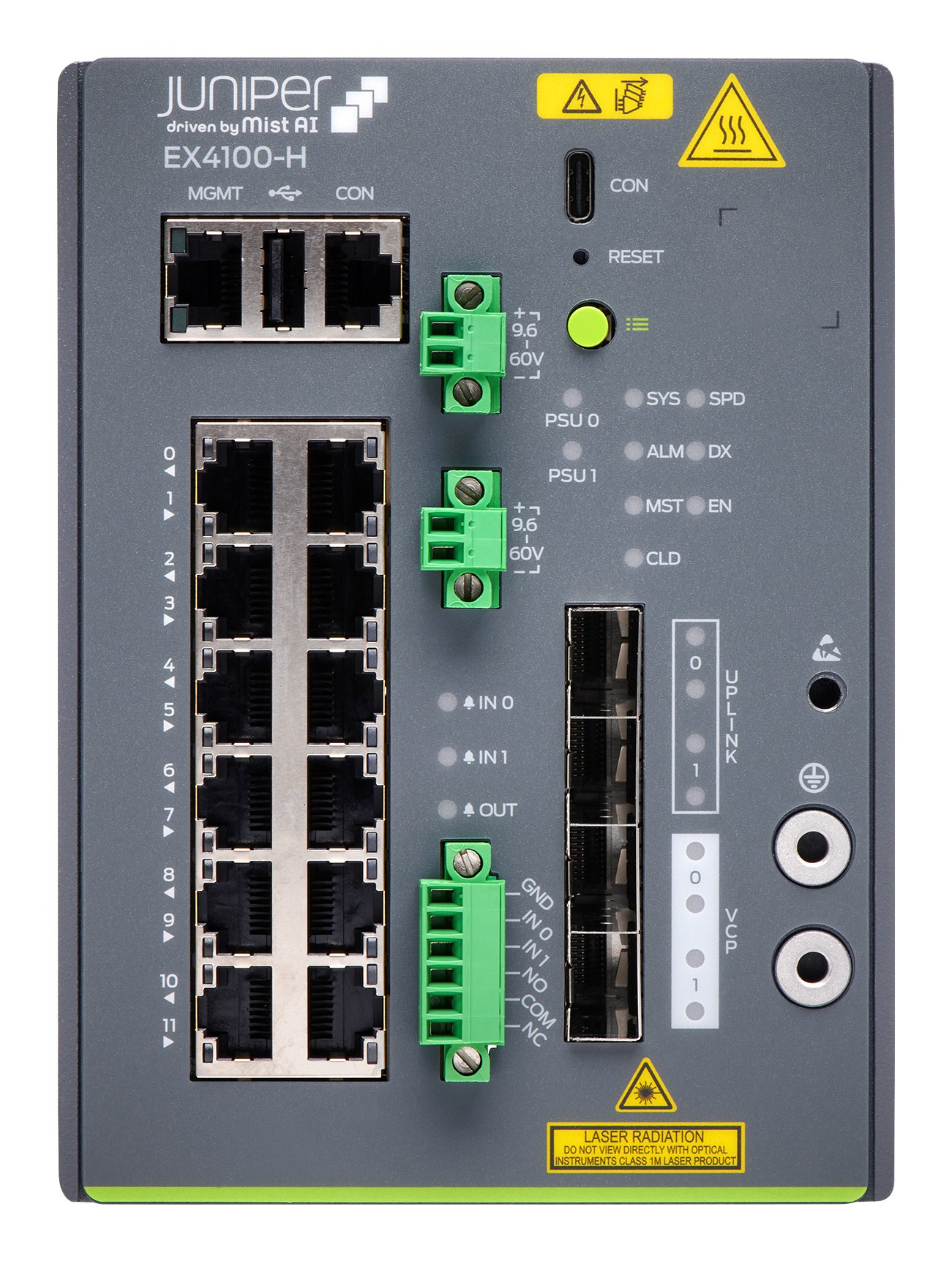 Juniper EX Series EX4100-H - Switch - L3 - managed - 8 x 10/100/1000Base-T + 4 x 100/1000/2.5G + 4 x 10 Gigabit (Uplink)
