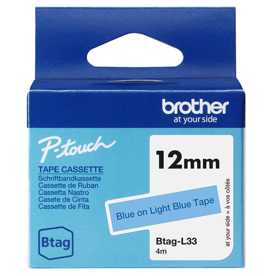 Brother BTAG-L33 - Blau auf hellblau - Rolle (1,2 cm x 4 m)