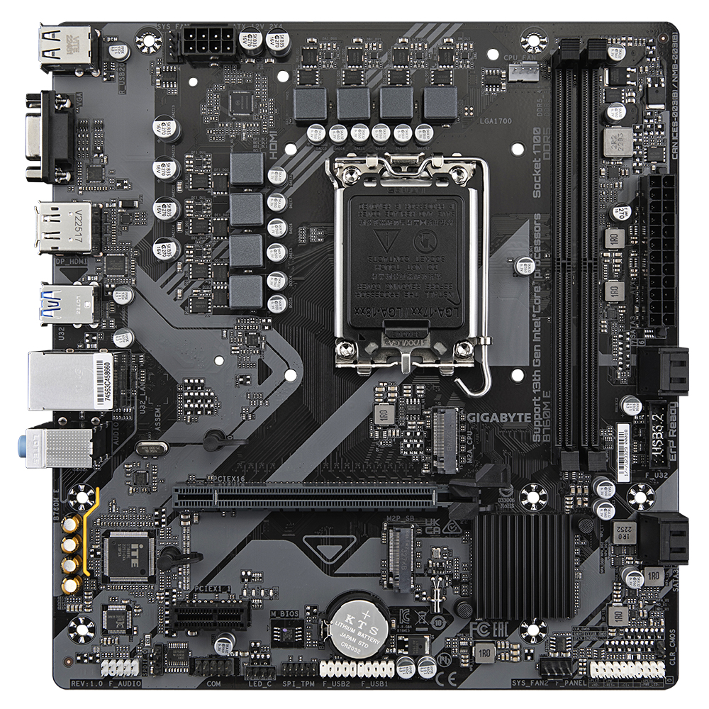Gigabyte B760M E - 1.0 - Motherboard - micro ATX - LGA1700 Sockel - B760 Chipsatz - USB 3.2 Gen 1 - Gigabit LAN - Onboard-Grafik (CPU erforderlich)