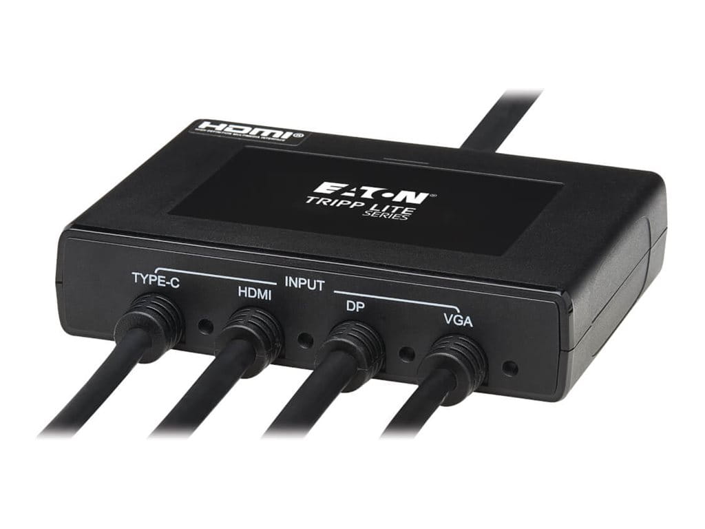 Tripp Eaton Tripp Lite Series Multiport Presentation Adapter, 4K 60Hz w HDR, 4x1, HDMI/DisplayPort/USB-C/VGA to HDMI, HDCP2.2, PD Charge, 8ft - Videoadapter - TAA-konform - HD-15 (VGA)