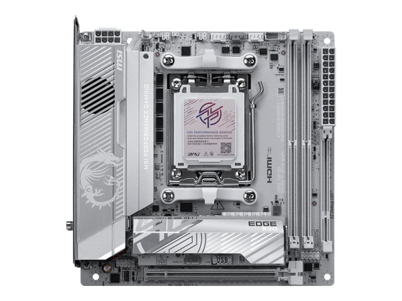 MSI MPG X870I EDGE TI EVO WIFI - Motherboard - Mini-ITX - Socket AM5 - AMD X870 Chipsatz - USB-C 3.2 Gen 2x2, USB-C 3.2 Gen2, USB4, USB 3.2 Gen 1 - 5 Gigabit Ethernet, Wi-Fi 7, Bluetooth - Onboard-Grafik (CPU erforderlich)