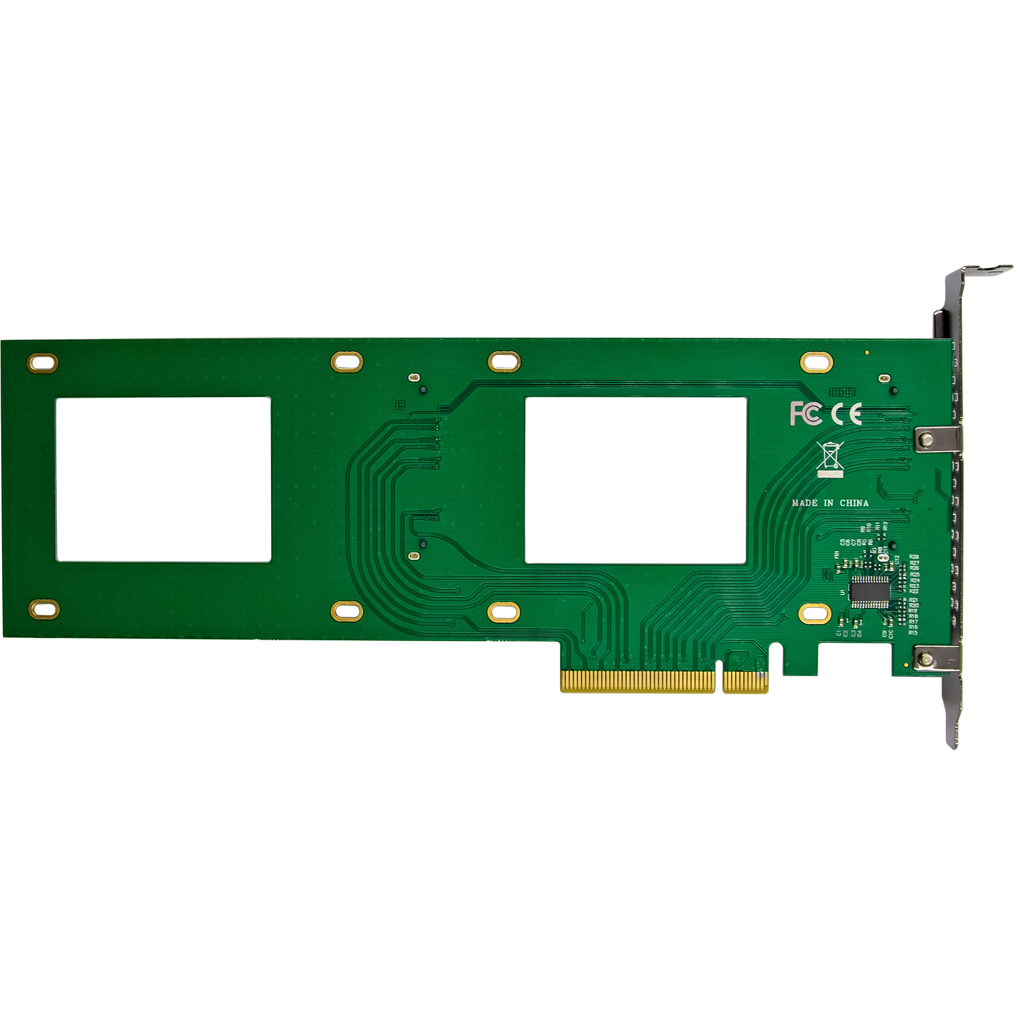 InLine PCIe Karte zu 2x intern U.2 NVMe SFF-8639 – Bifurcation - PCIe x8 - schmal