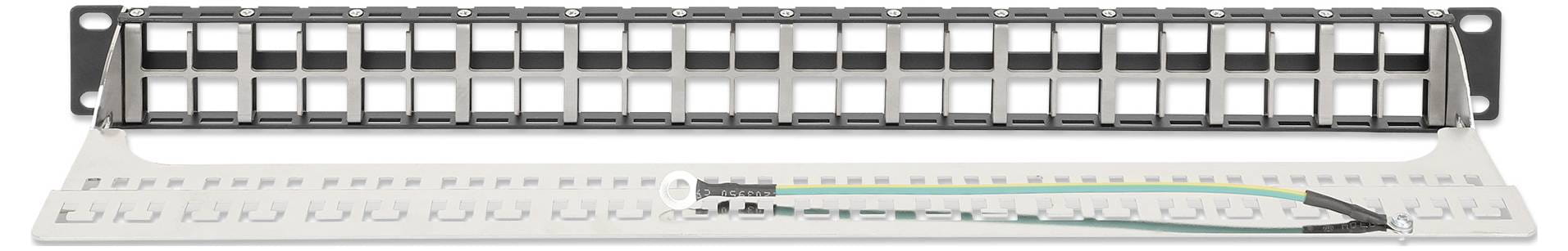 Intellinet Leeres Keystone-Patchpanel - Rack montierbar - abgeschirmt - Schwarz - 1U - 48.3 cm (19")