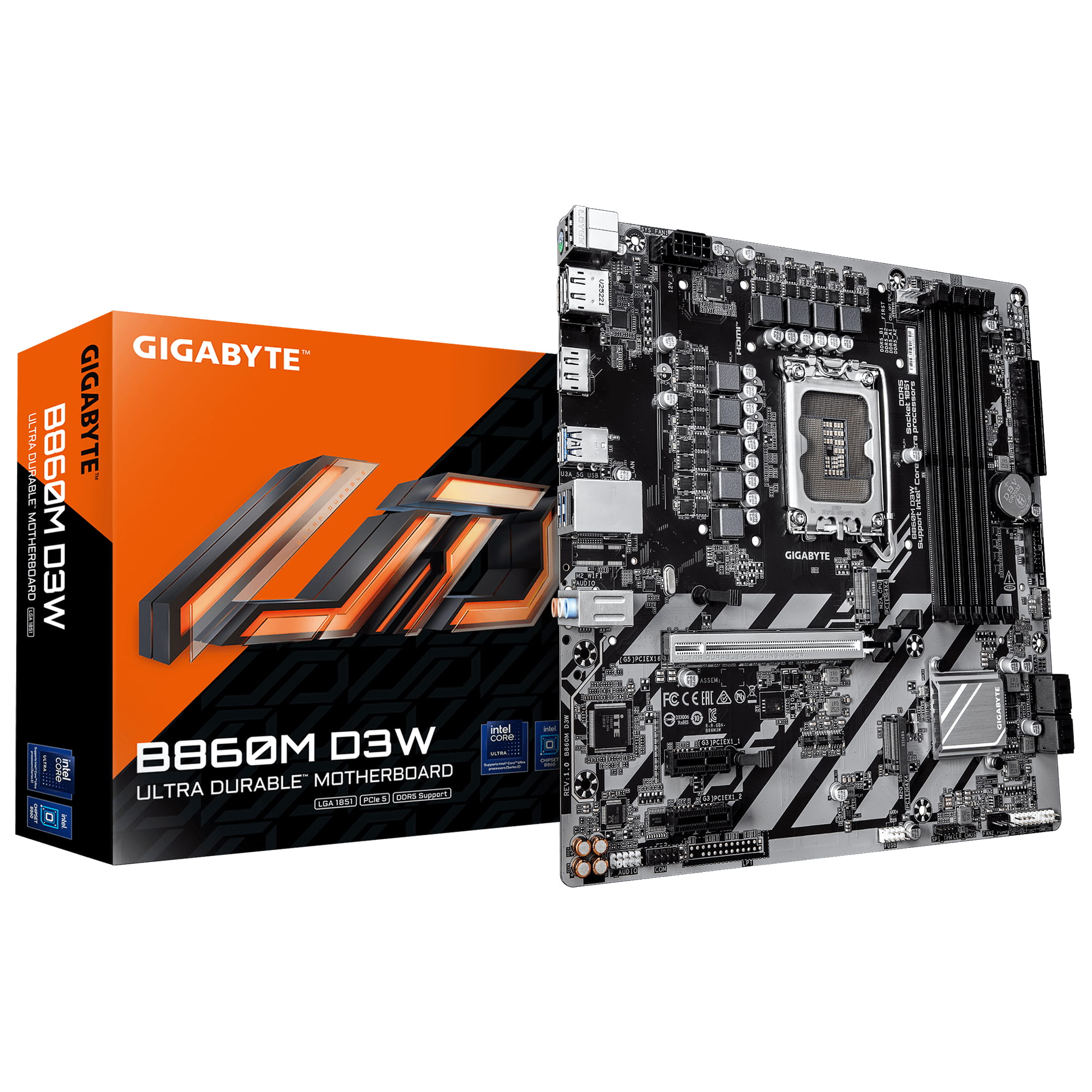 Gigabyte B860M D3W - Motherboard - micro ATX - LGA1851 Sockel - B860 Chipsatz - USB-C 3.2 Gen 1, USB 3.2 Gen 1 - Gigabit LAN - Onboard-Grafik (CPU erforderlich)