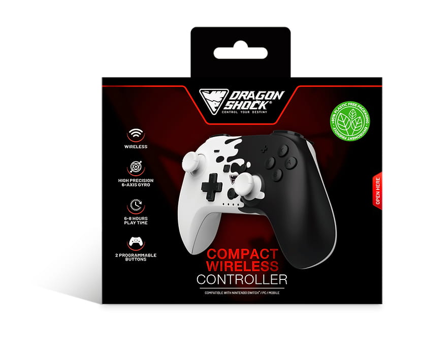 DragonShock PopTop Compact, Gamepad, Nintendo Switch, Schaltfläche Zurück, D-Pad, Home button, Reset-Taste, Kabellos, Bluetooth, USB Typ-C