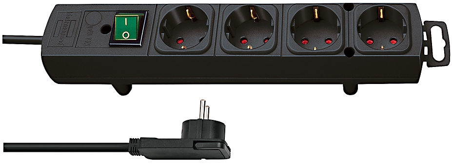 Brennenstuhl 1153100100, 2 m, Drinnen, Schwarz, 4 AC-Ausgänge, 320 mm, Schwarz