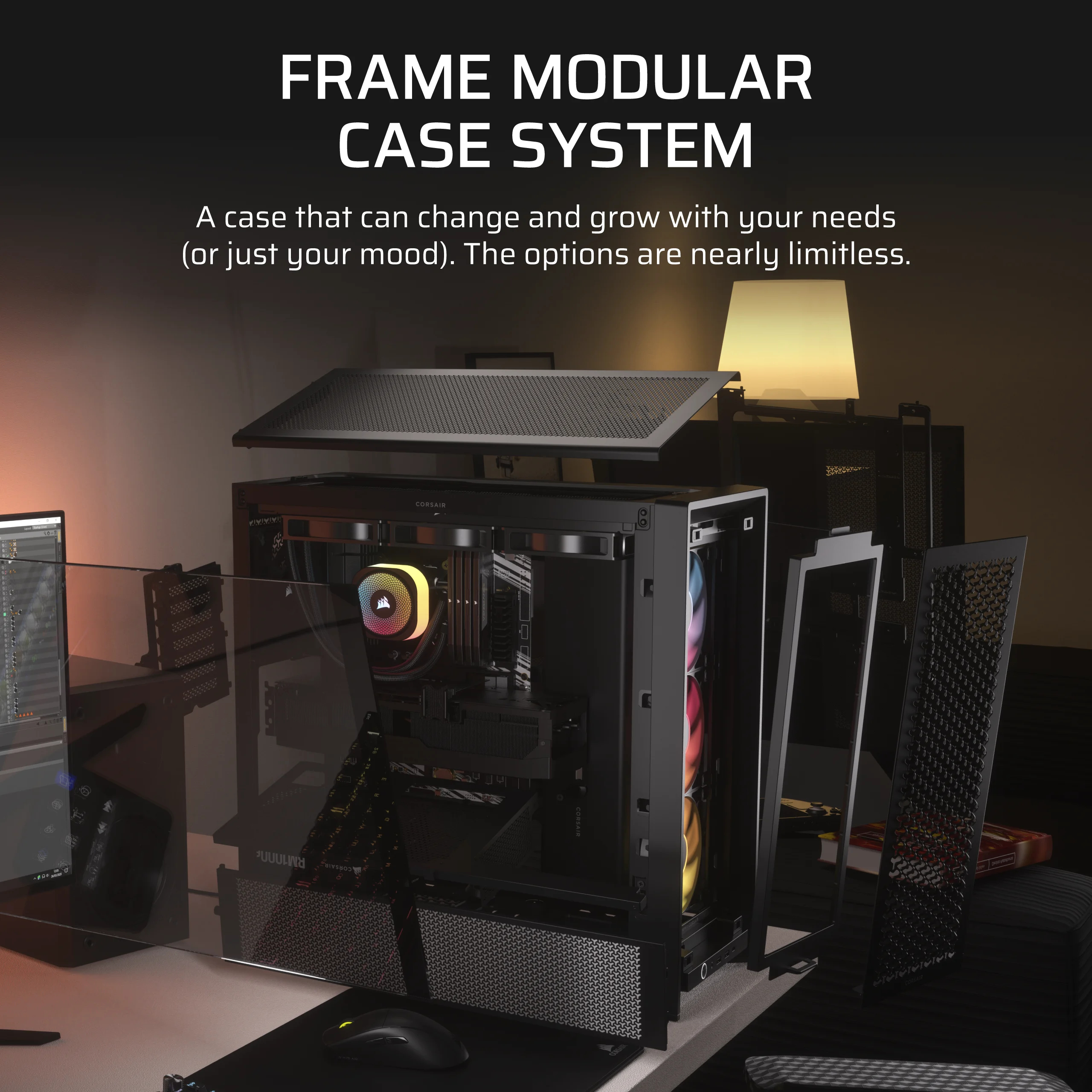 Corsair FRAME 4000D RS ARGB - Midi-Tower Gaming - E-ATX - Seitenteil mit Fenster (gehärtetes Glas)