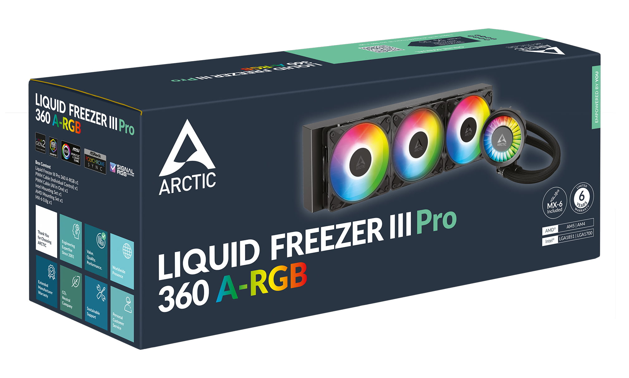 Arctic Liquid Freezer III Pro 360 A-RGB - Prozessor-Flüssigkeitskühlsystem - Kühlergröße: 360 mm - (für: AM5, AM4, LGA1700, LGA1851)