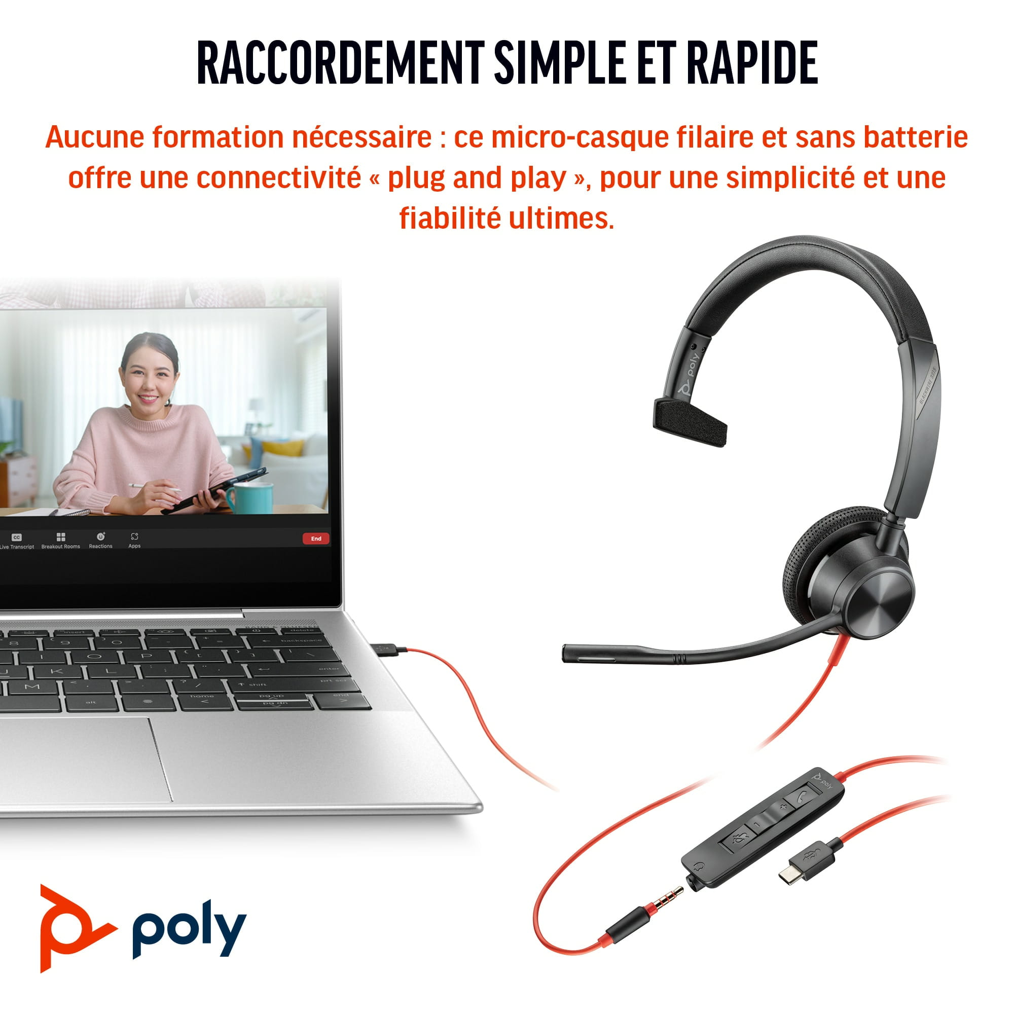 Poly Blackwire 3315 - Blackwire 3300 series - Headset Poly Blackwire 3315 - Blackwire 3300 series - Headset