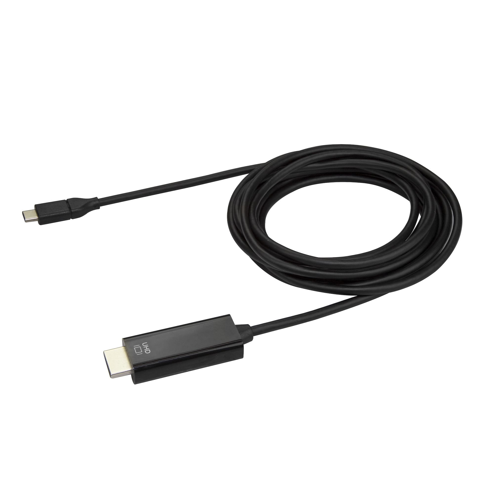 StarTech.com 10ft (3m) USB C to HDMI Cable, 4K 60Hz USB Type C to HDMI 2.0 Video Adapter Cable, Thunderbolt 3 Compatible, Laptop to HDMI Monitor/Display, DP 1.2 Alt Mode HBR2 Cable, Black - 4K USB-C Video Cable (CDP2HD3MBNL)