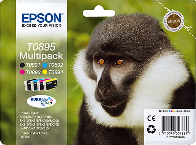 Epson T0895 Multipack - 4er-Pack - Schwarz, Gelb