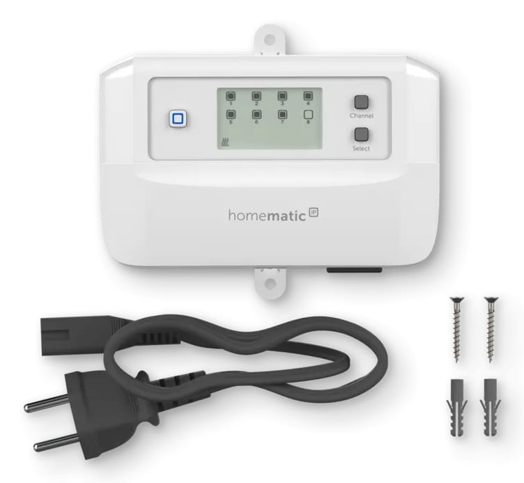 eQ-3 AG Homematic IP Fußbodenheizungscontroller - 8 Kanäle, motorisch, Digitales Thermostat, Room, RF, Weiß, IP20, Tasten