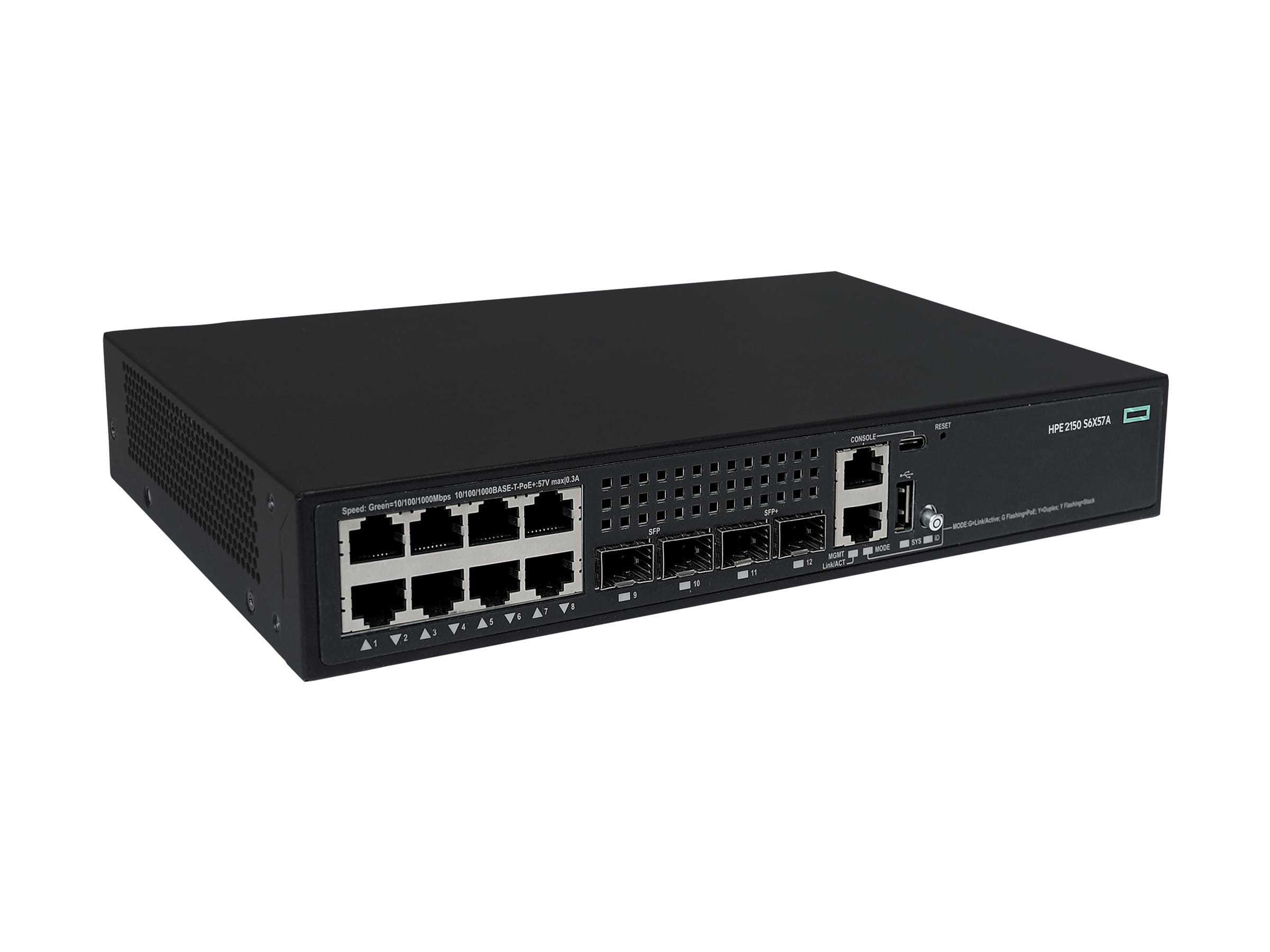 HPE Networking Comware 2150 8p 10M/100M/1G PoE+ 2p SFP 1G 2p SFP+ 1G/10G 125W - Switch - L3 - managed - 8 x 10/100/1000Base-T (PoE+)