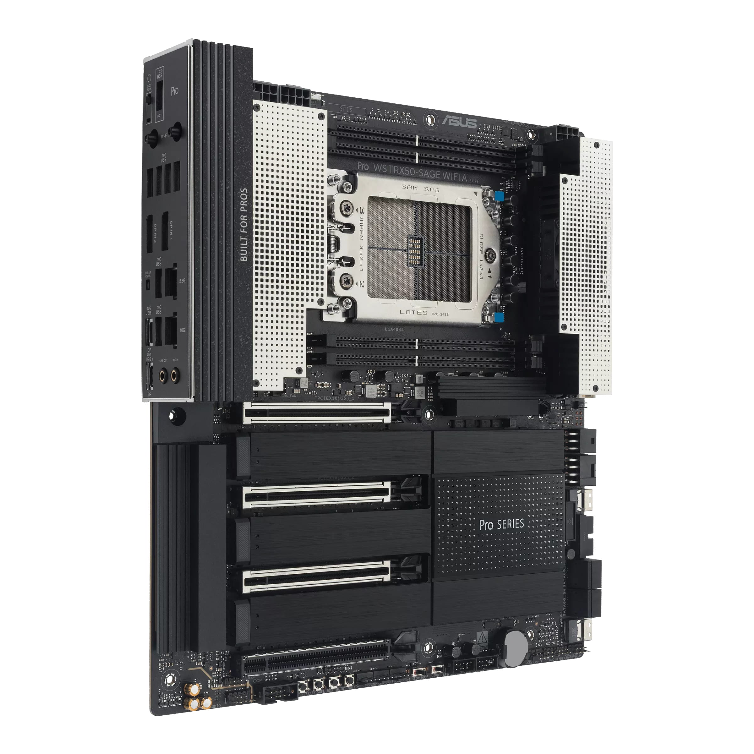 ASUS PRO WS TRX50-SAGE WIFI A - Motherboard - SSI CEB - Socket sTR5 - AMD TRX50 Chipsatz - USB4, USB 3.2 Gen 2, USB 3.2 Gen 1, USB-C 3.2 Gen 2x2 - 10 Gigabit LAN, 2.5 Gigabit LAN, Wi-Fi 7, Bluetooth - Onboard-Grafik (CPU erforderlich)