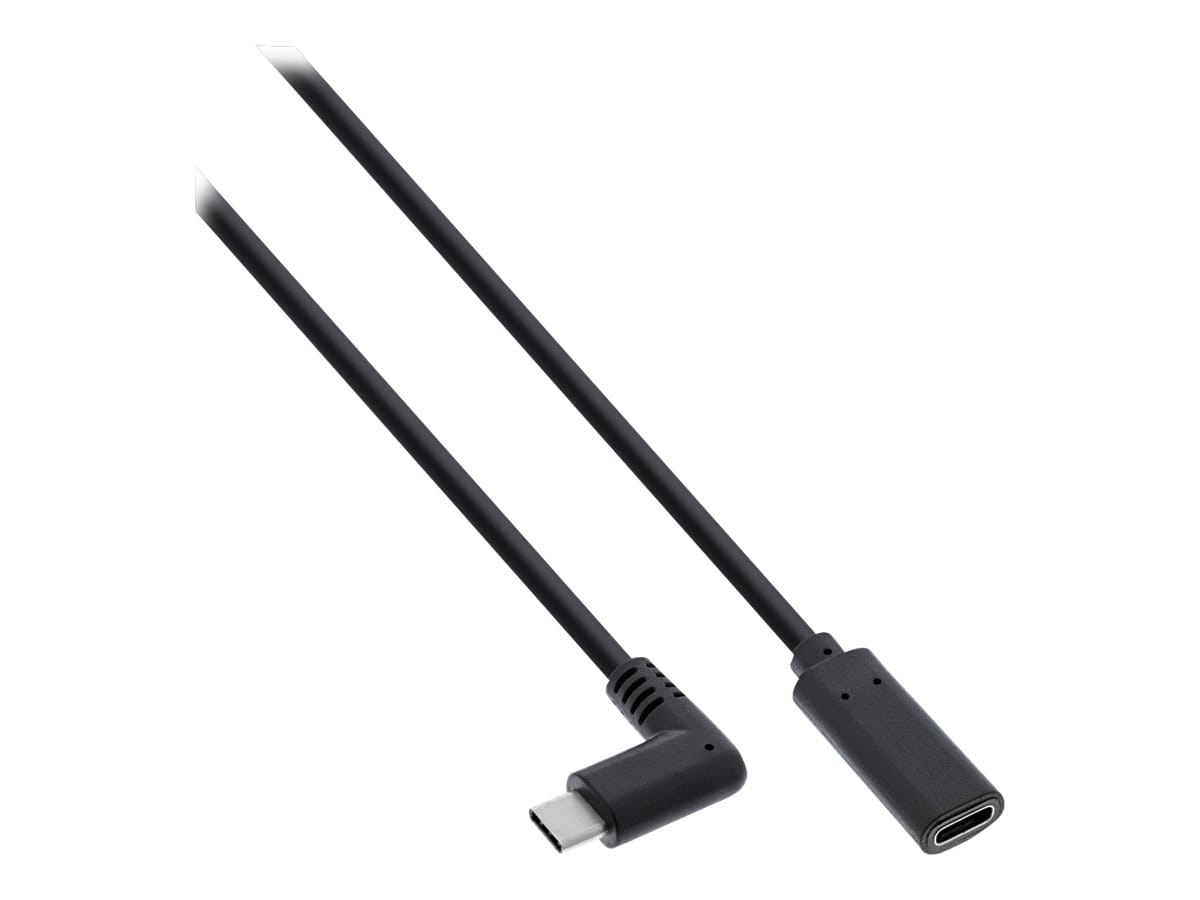 InLine USB 3.2 Gen.1x2 Kabel - USB-C Verl. - ST gewinkelt auf BU - schwarz 2m