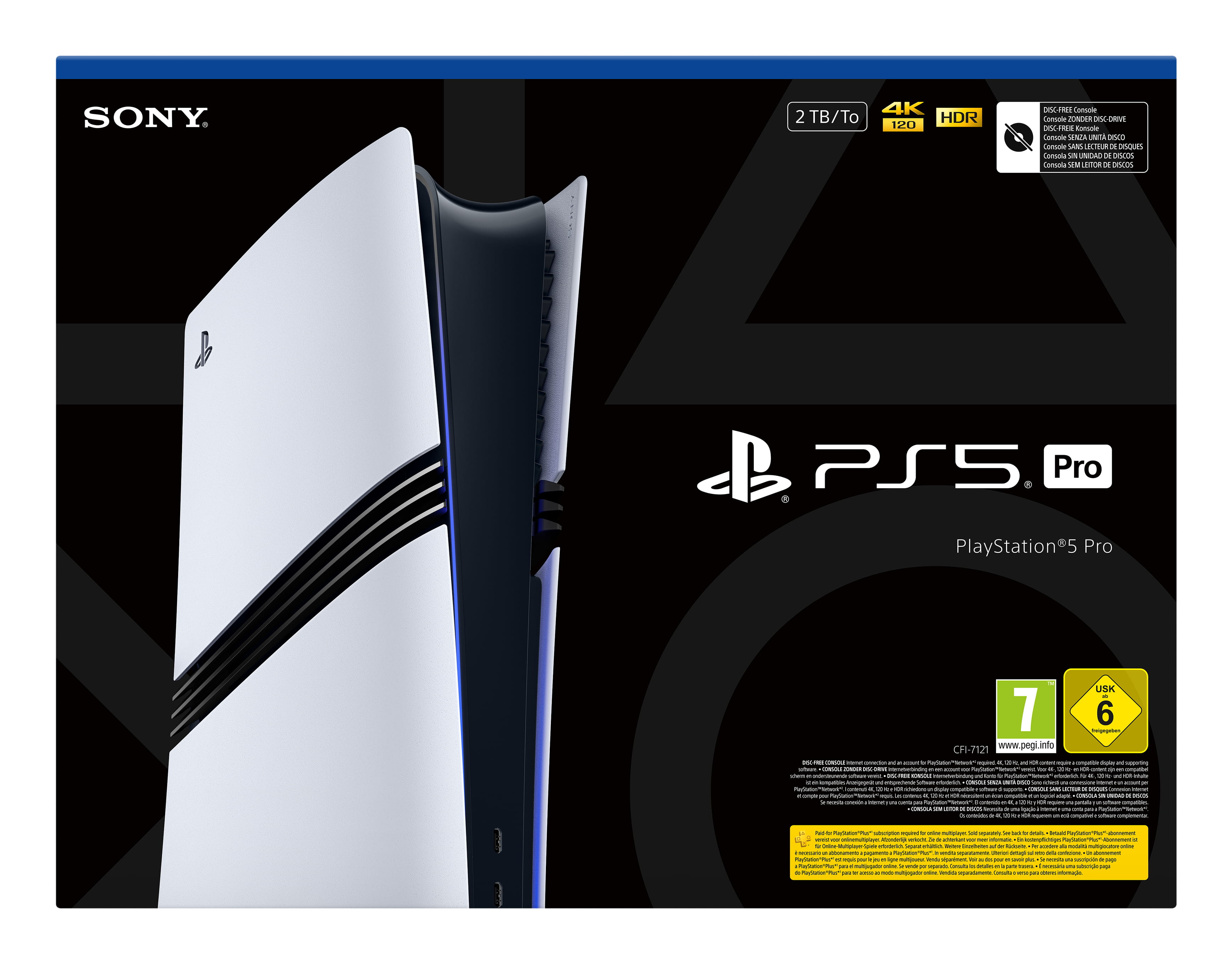 Sony Interactive Entertainment PlayStation 5 Pro, PlayStation 5 Pro, Schwarz, Weiß, 120 Hz, SSD, 2 TB, 10,100,1000 Mbit/s
