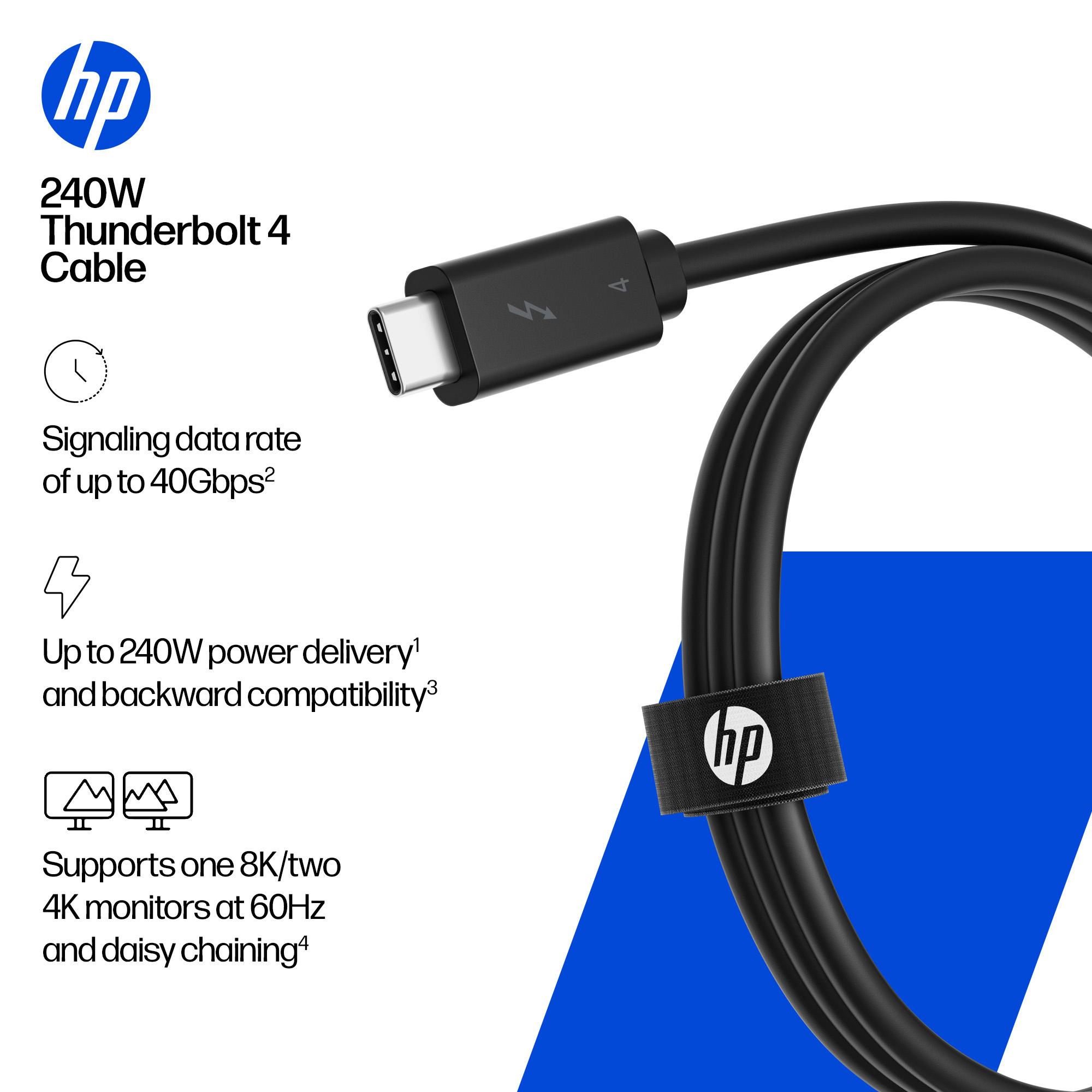 HP  USB-Kabel - Thunderbolt 4 männlich zu Thunderbolt 4 männlich - 1 m - USB Power Delivery (240W)
