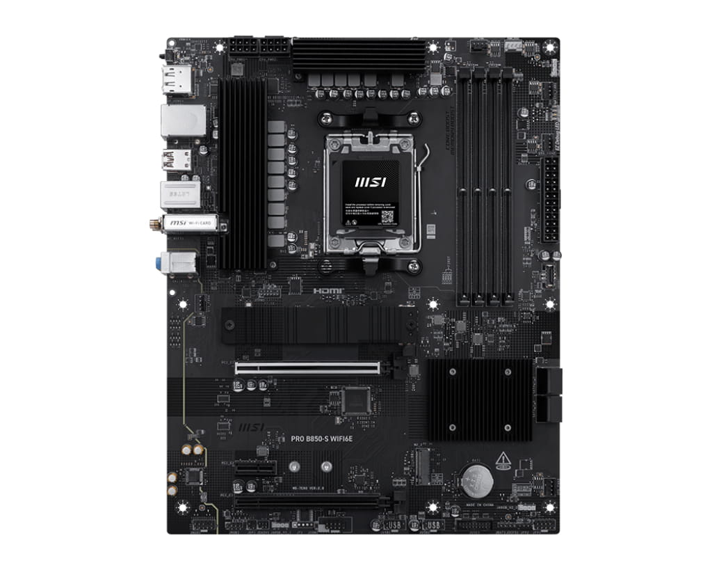 MSI PRO B850-S WIFI6E - Motherboard - ATX - Socket AM5 - AMD B850 Chipsatz - USB 3.2 Gen 2, USB-C 3.2 Gen2, USB 3.2 Gen 1 - 2.5 Gigabit LAN, Wi-Fi 6E, Bluetooth - Onboard-Grafik (CPU erforderlich)