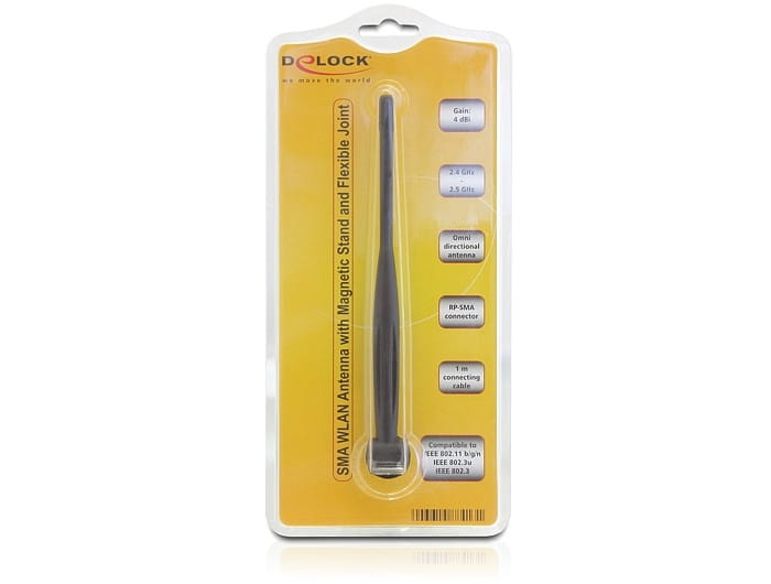 Delock SMA WLAN Antenna with Magnetic Stand and Flexible Joint 4 dBi