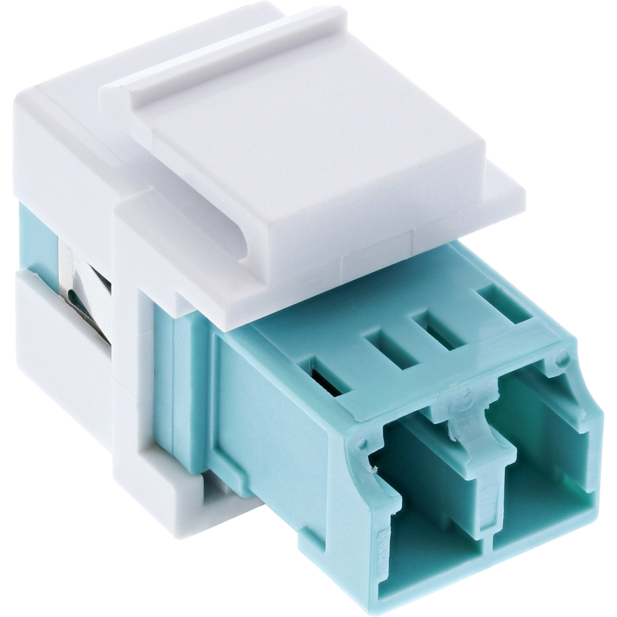 InLine LWL Keystone Snap-in Kupplung weiß - Duplex LC/LC - multimode - türkis