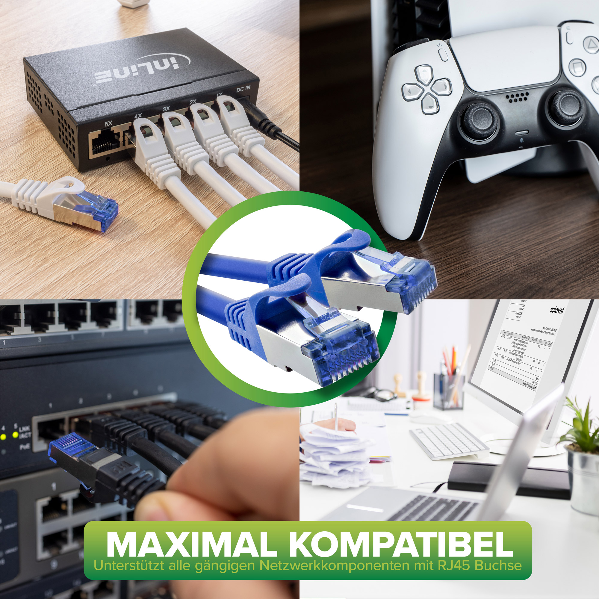 InLine Patchkabel - Cat.6A - S/FTP - TPE (LSZH) - CCA - weiß - 2m