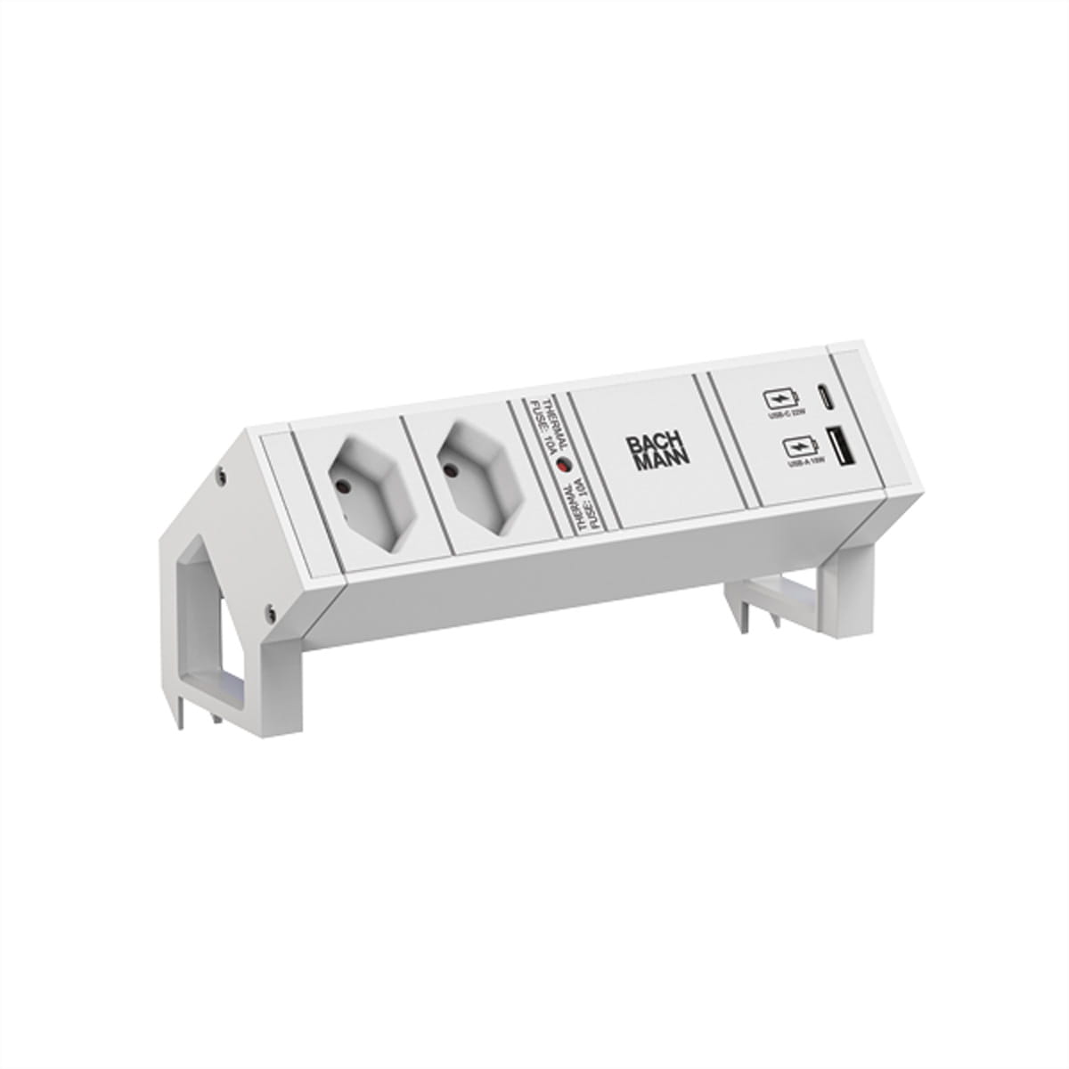 Bachmann DESK 2 - Steckdosenleiste - AC - Eingabe, Eingang GST18 - Ausgangsanschlüsse: 2 (USB, 24 pin USB-C, SEV 1011 T-13)
