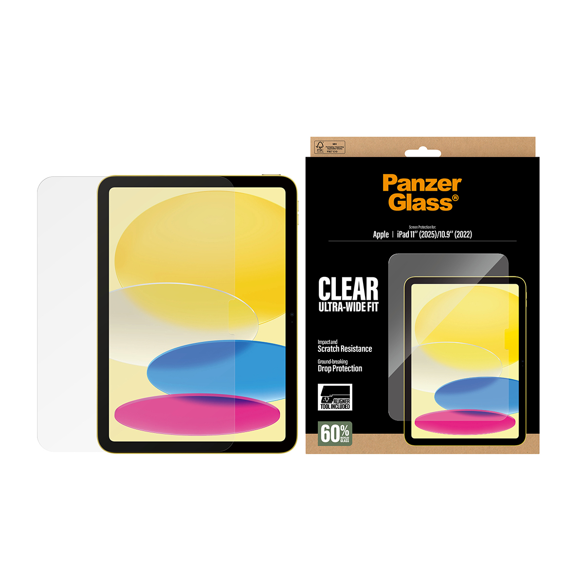 PanzerGlass Bildschirmschutz für Tablet - ultraweite Passform, mit FASTFIT-Werkzeug - Glas - klar - für Apple 10.9-inch iPad (10. Generation)