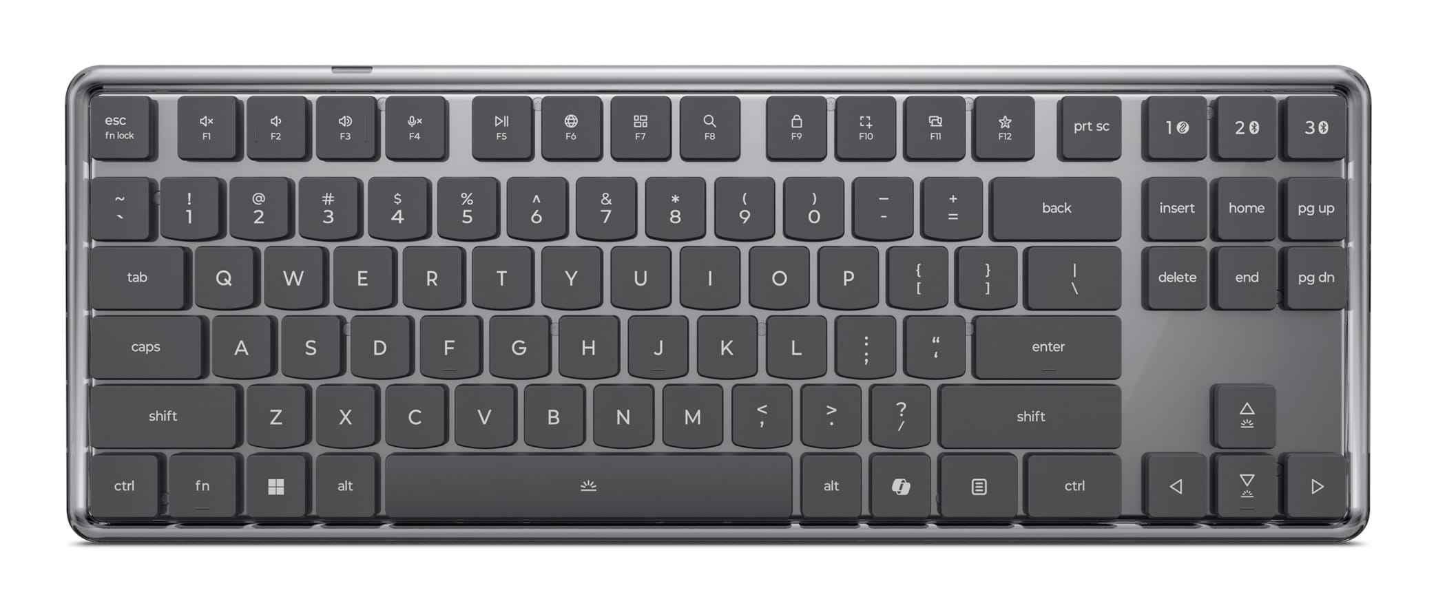 Lenovo 4Y41V37355, Tenkeyless (80 - 87 %), Verkabelt & Kabellos, USB + RF Wireless + Bluetooth, Optischer Schlüsselschalter, LED, Grau