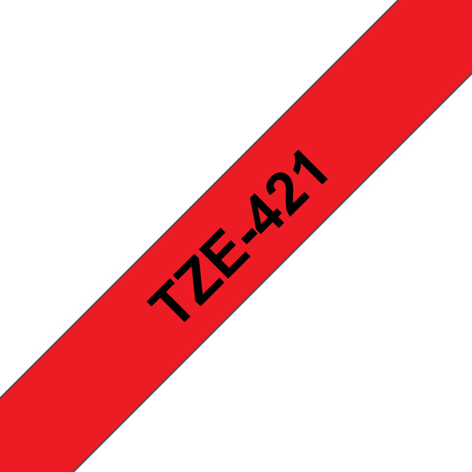 Brother TZe-421 - Standard-Klebstoff - schwarz auf rot - Rolle (0,9 cm x 8 m)
