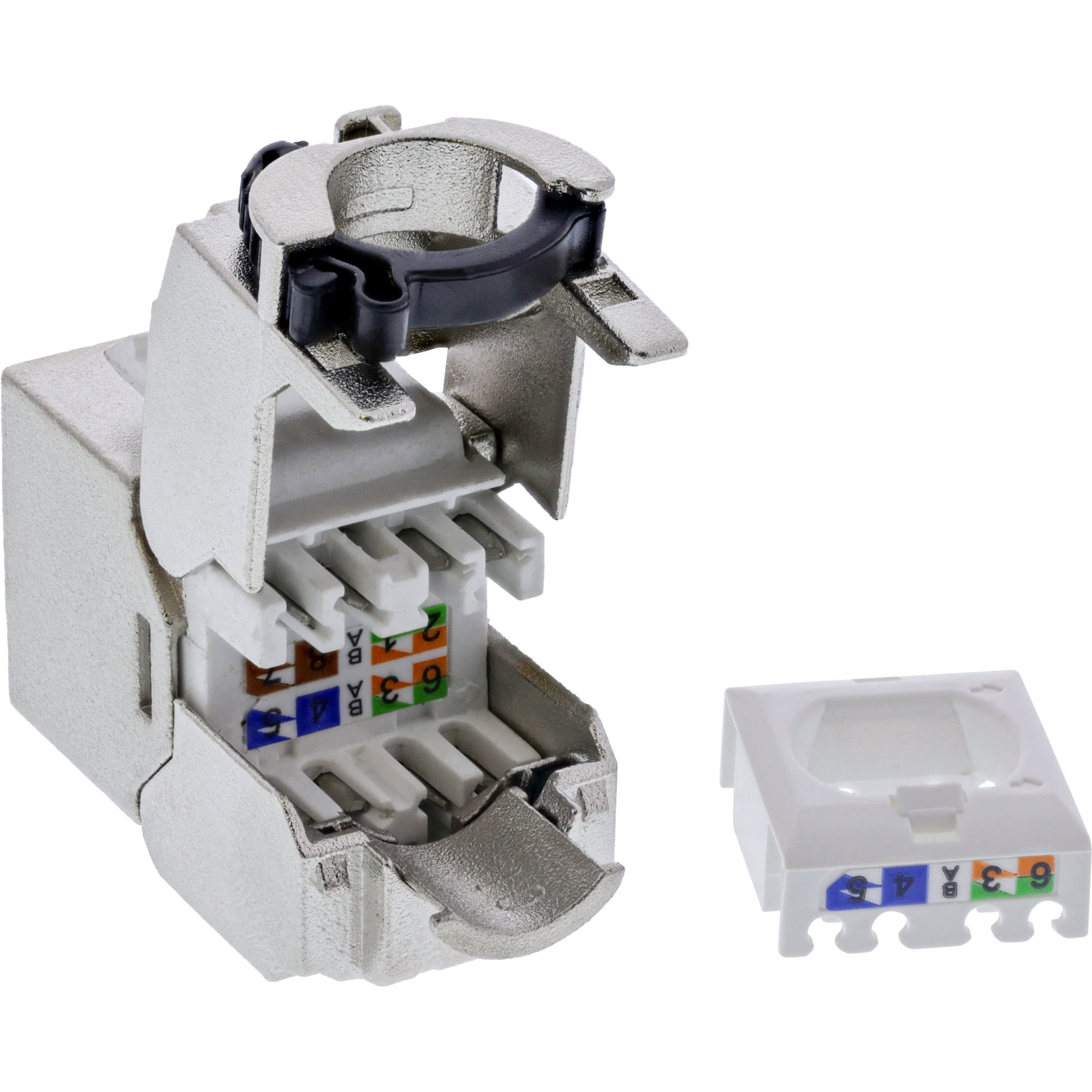 InLine Keystone RJ45 Buchse Slim - SNAP-In - Cat.6A - integrierter Kabelbinder