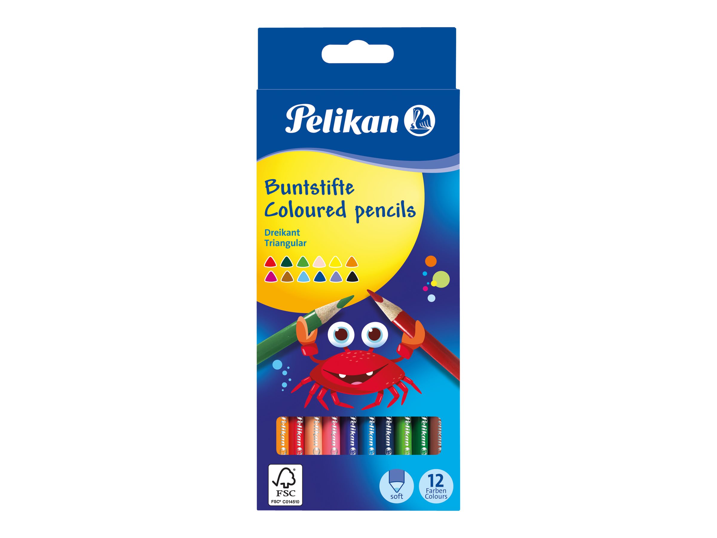 Pelikan Farbstift - weich - gemischte Farben - 3 mm - dünn (Packung mit 12)