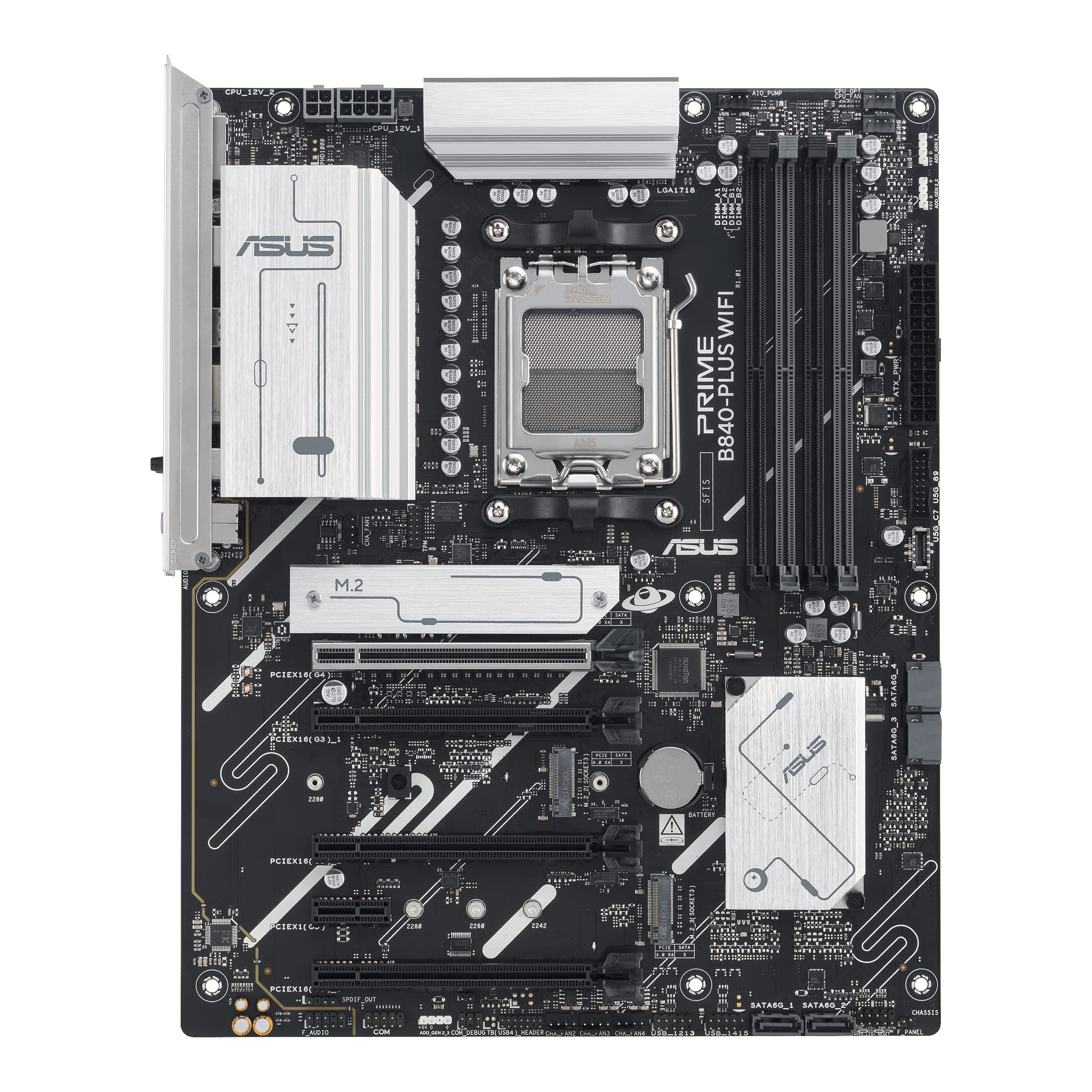 ASUS PRIME B840-PLUS WIFI - Motherboard - ATX - Socket AM5 - AMD B840 Chipsatz - USB-C 3.2 Gen 1, USB 3.2 Gen 1 - 2.5 Gigabit LAN, Bluetooth, Wi-Fi 6E - Onboard-Grafik (CPU erforderlich)
