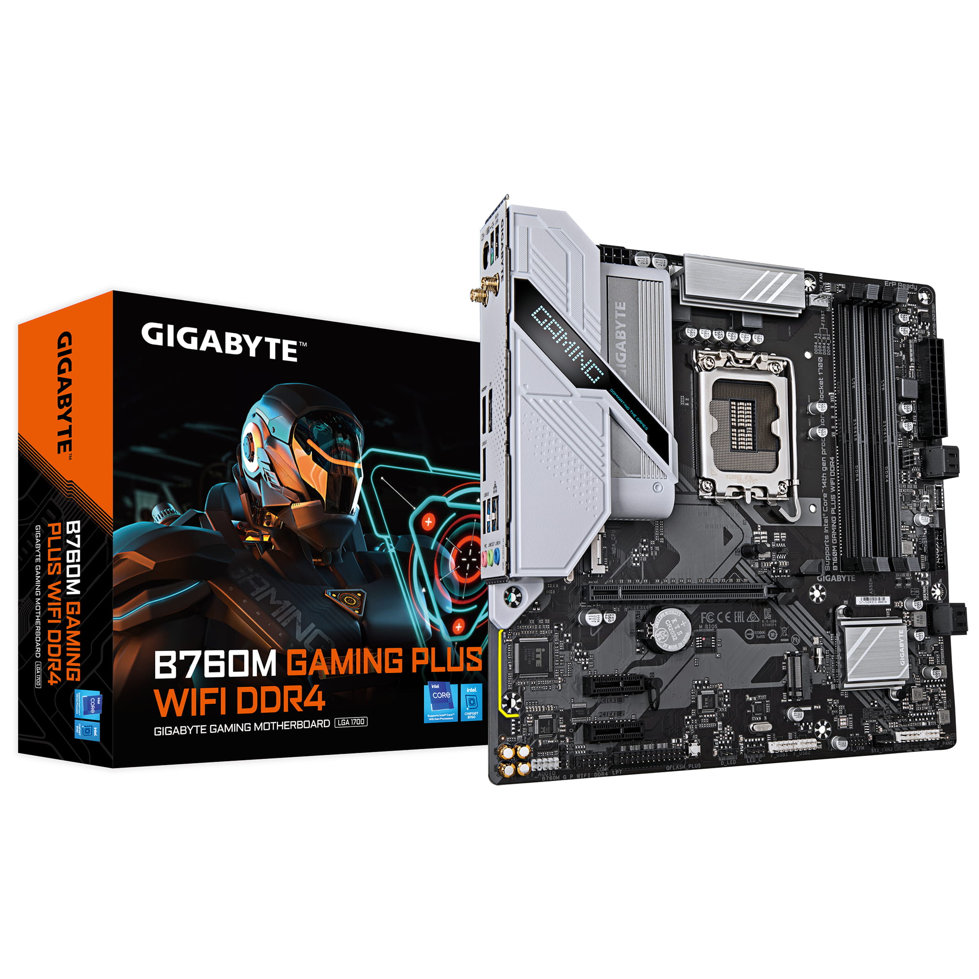 Gigabyte B760M GAMING PLUS WIFI DDR4 - Motherboard - micro ATX - LGA1700 Sockel - B760 Chipsatz - USB-C 3.2 Gen 1, USB 3.2 Gen 1 - Wi-Fi 6, Bluetooth, Gigabit LAN - Onboard-Grafik (CPU erforderlich)