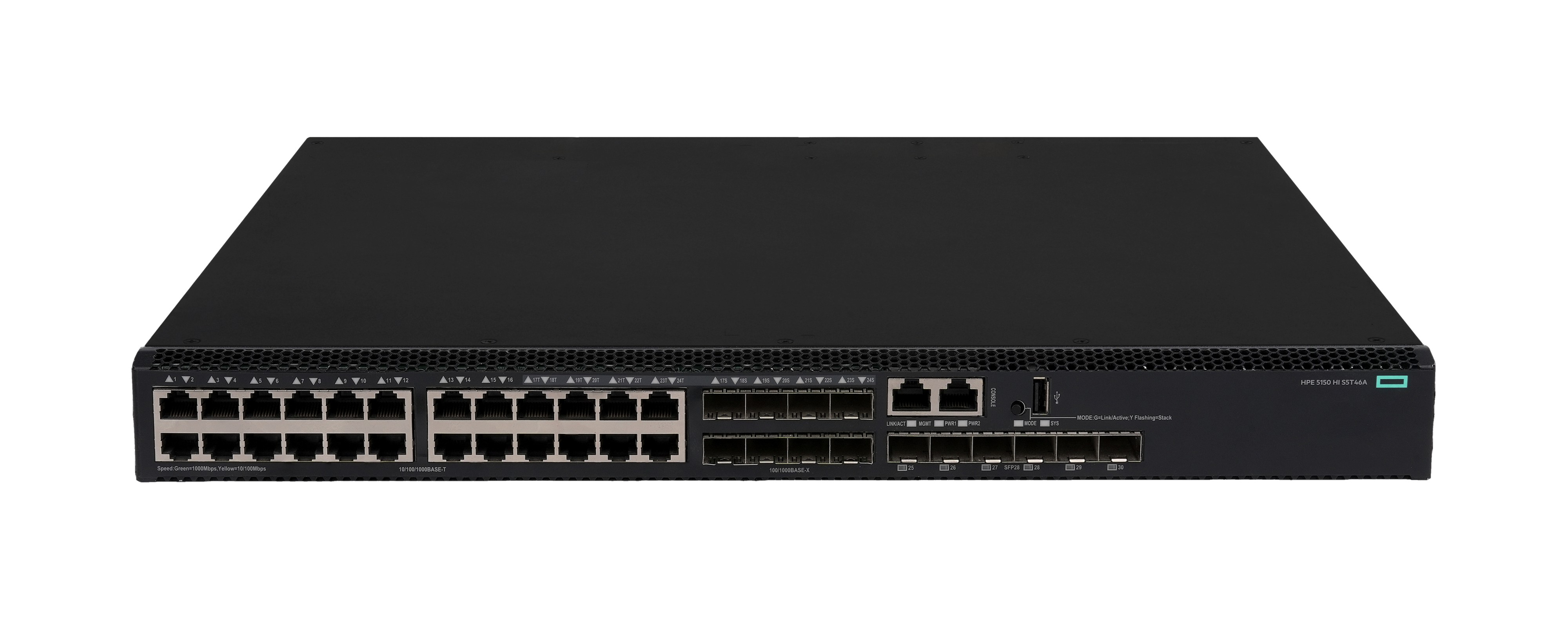 HPE Networking Comware 5150HI 24p 10M/100M/1G 8p SFP 1G Combo 6p SFP28 10G/25G Switch - Switch - L3 - managed - 48 x 10/100/1000Base-T + 8 x 100/1000Base-X SFP + 6 x 10 Gigabit / 25 Gigabit SFP28 (uplink / stacking)