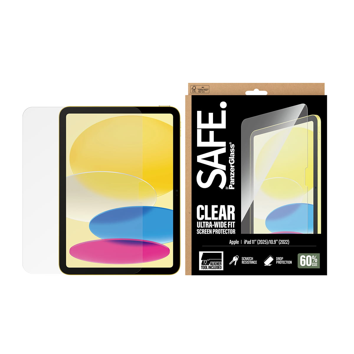 PanzerGlass SAFE. by ® Displayschutz iPad 11" (2025-2026) | 10.9" (2022) | Ultra-Wide Fit m. Fastfit tool, Apple, Apple - iPad 11" (2025), Apple - iPad 10.9" (2022), Trockene Anwendung, Kratzresistent, Schockresistent, Transparent, 1 Stück(e)